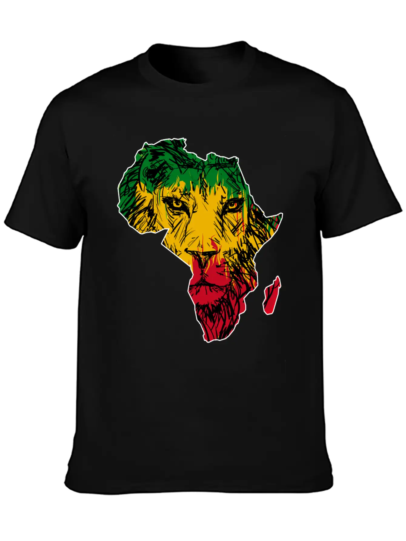 Africa Map Rasta Lion Classic Cotton Tee – Unisex Comfort For Any Season