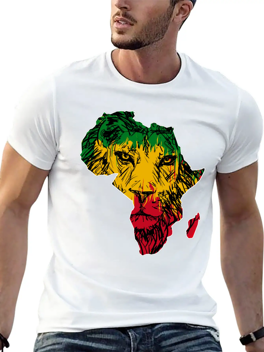 Africa Map Rasta Lion Classic Cotton Tee – Unisex Comfort For Any Season