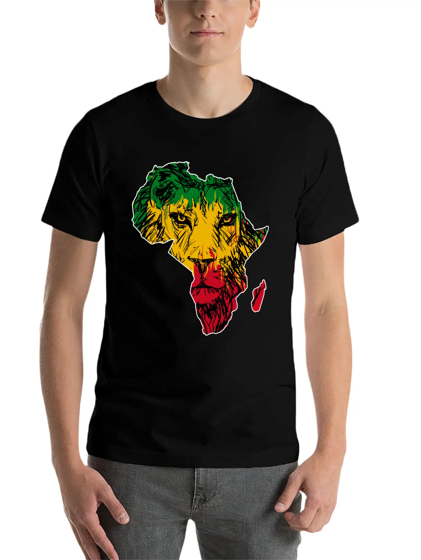 Africa Map Rasta Lion Classic Cotton Tee – Unisex Comfort For Any Season
