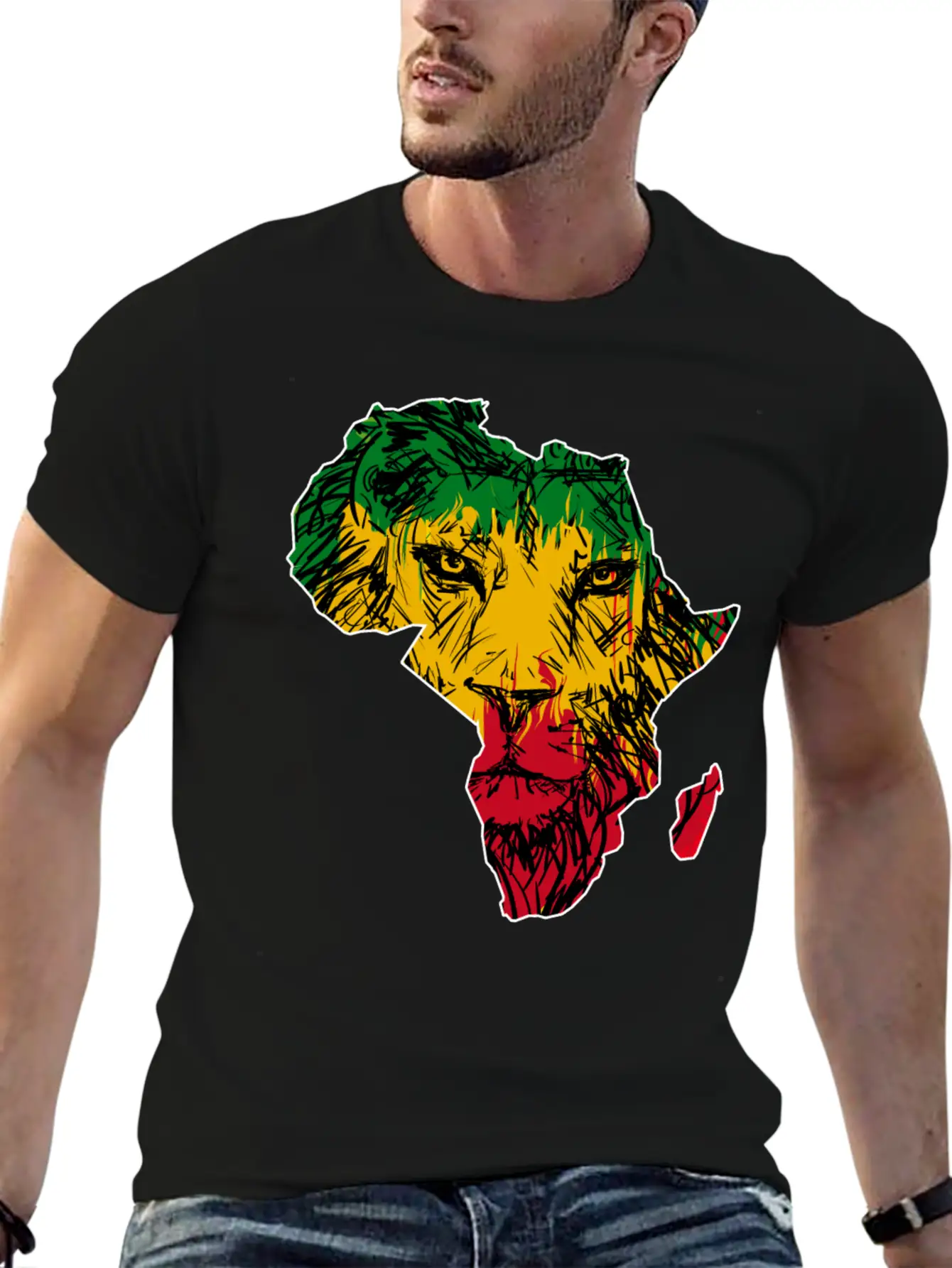 Africa Map Rasta Lion Classic Cotton Tee – Unisex Comfort For Any Season