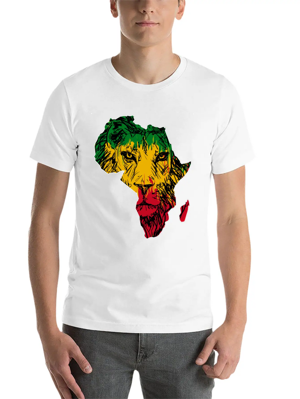 Africa Map Rasta Lion Classic Cotton Tee – Unisex Comfort For Any Season