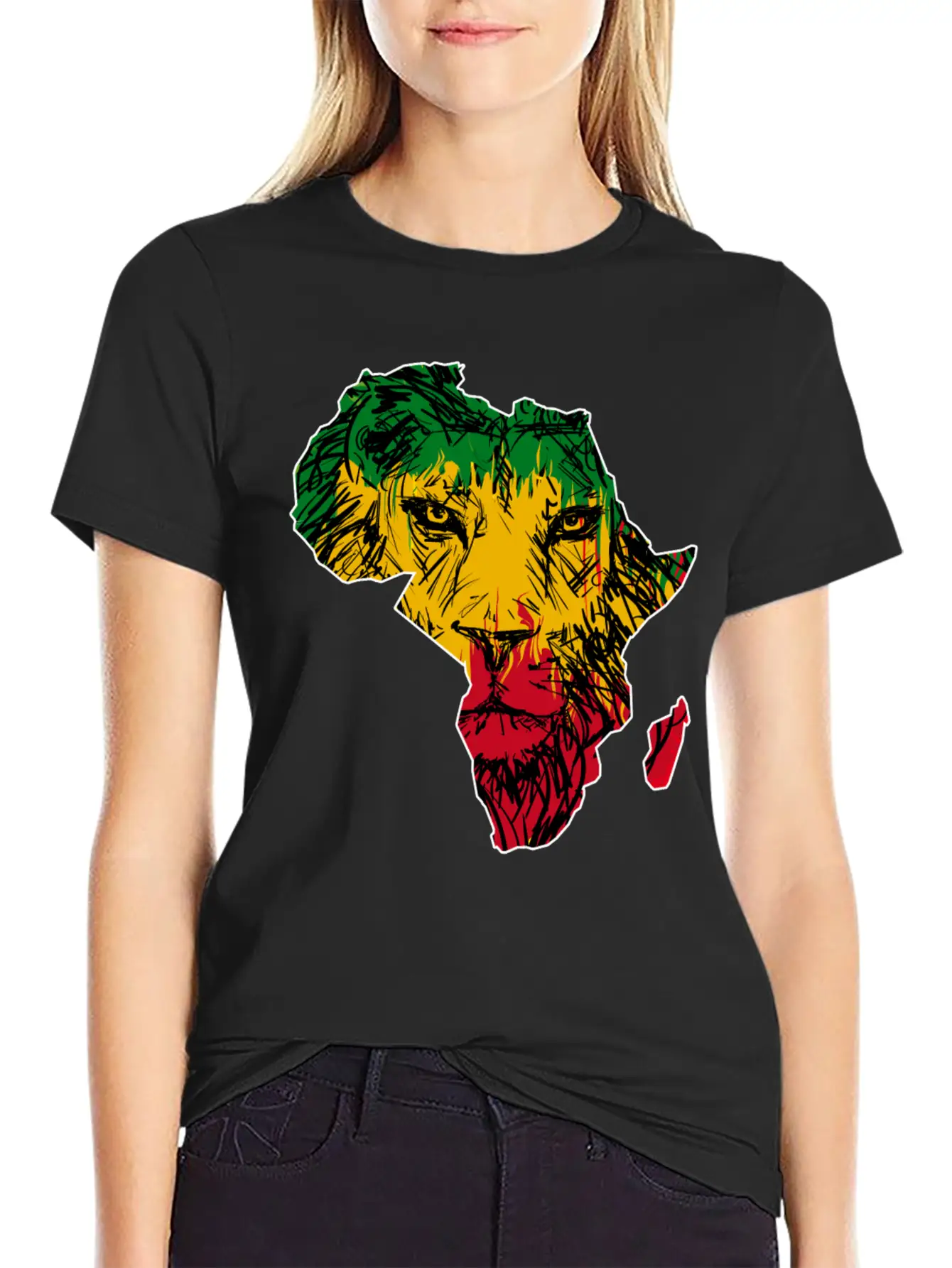 Africa Map Rasta Lion Classic Cotton Tee – Unisex Comfort For Any Season