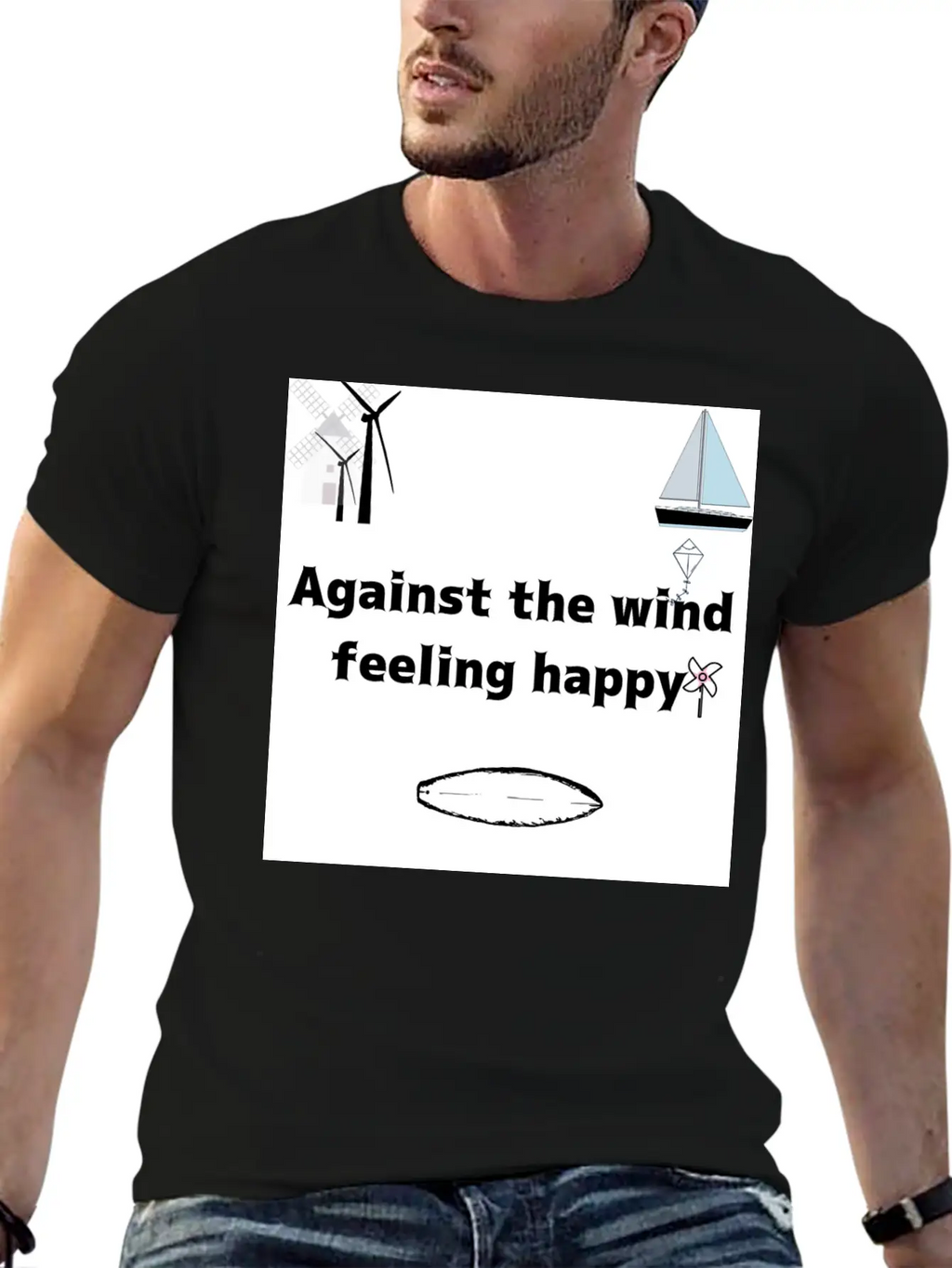 Against The Wind Feeling Happy Stylish Everyday T-Shirt – Unisex Basic Cotton Tee