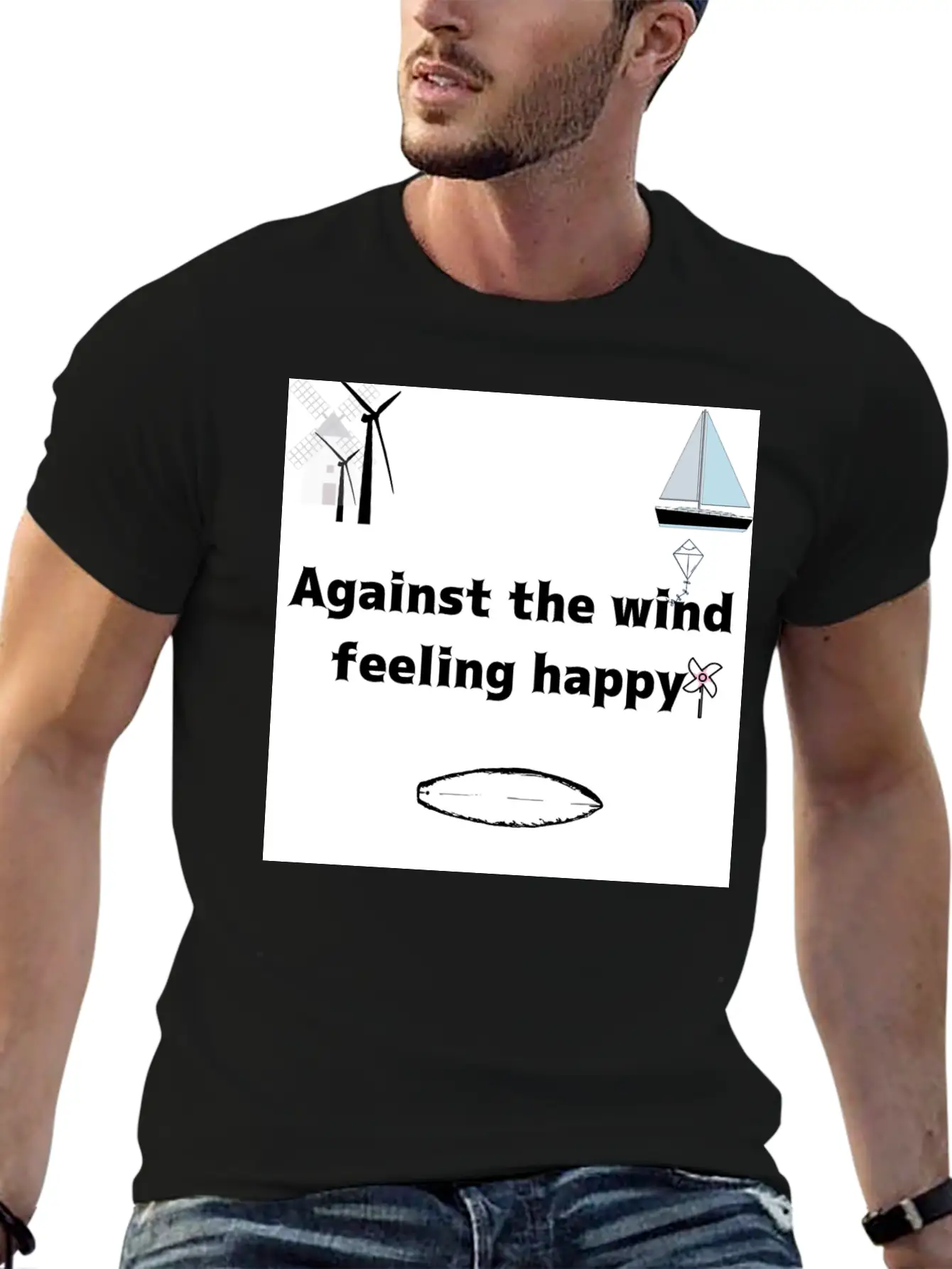 Against The Wind Feeling Happy Stylish Everyday T-Shirt – Unisex Basic Cotton Tee