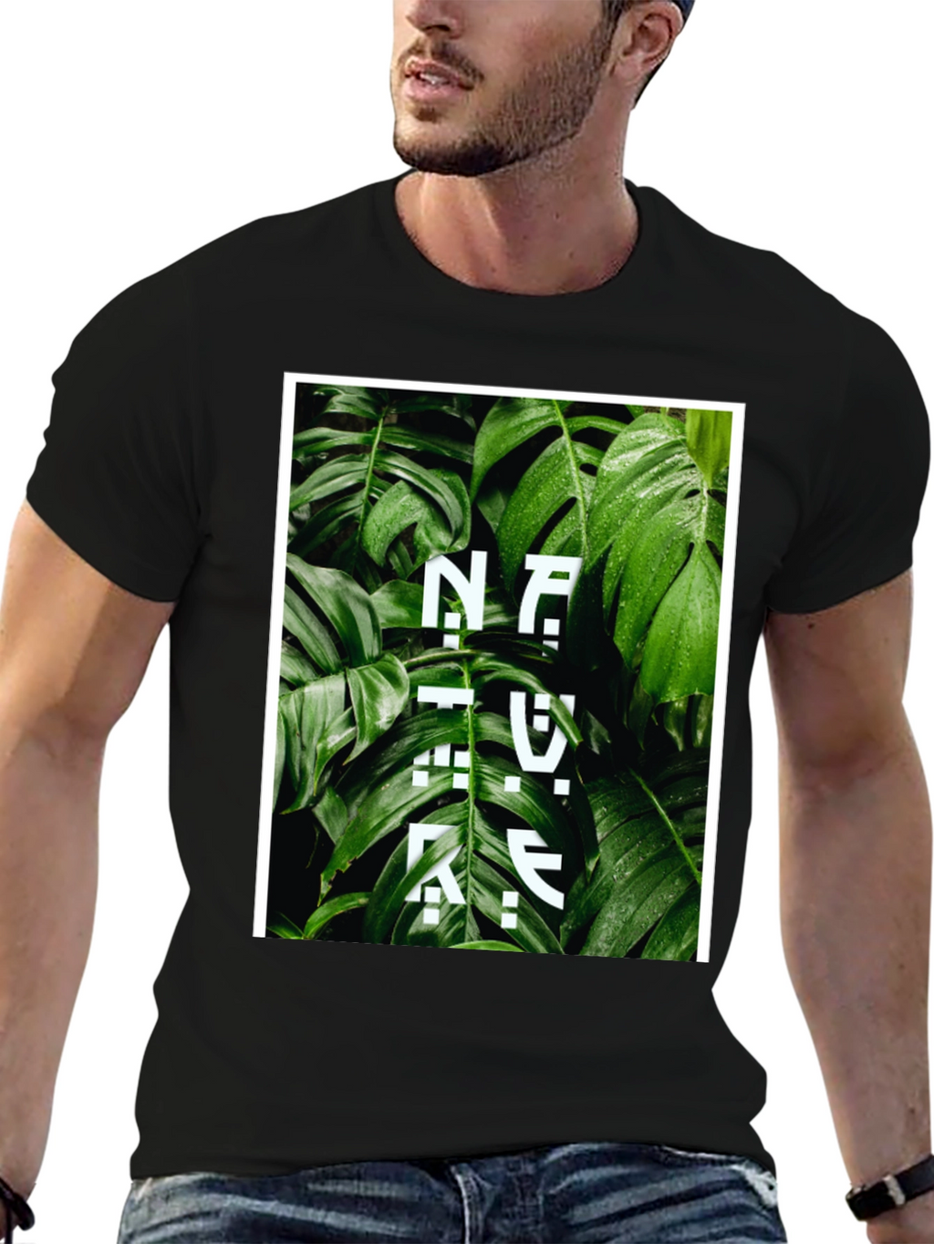Nature Inspired Graphic Tee - Stylish Black Cotton T-Shirt