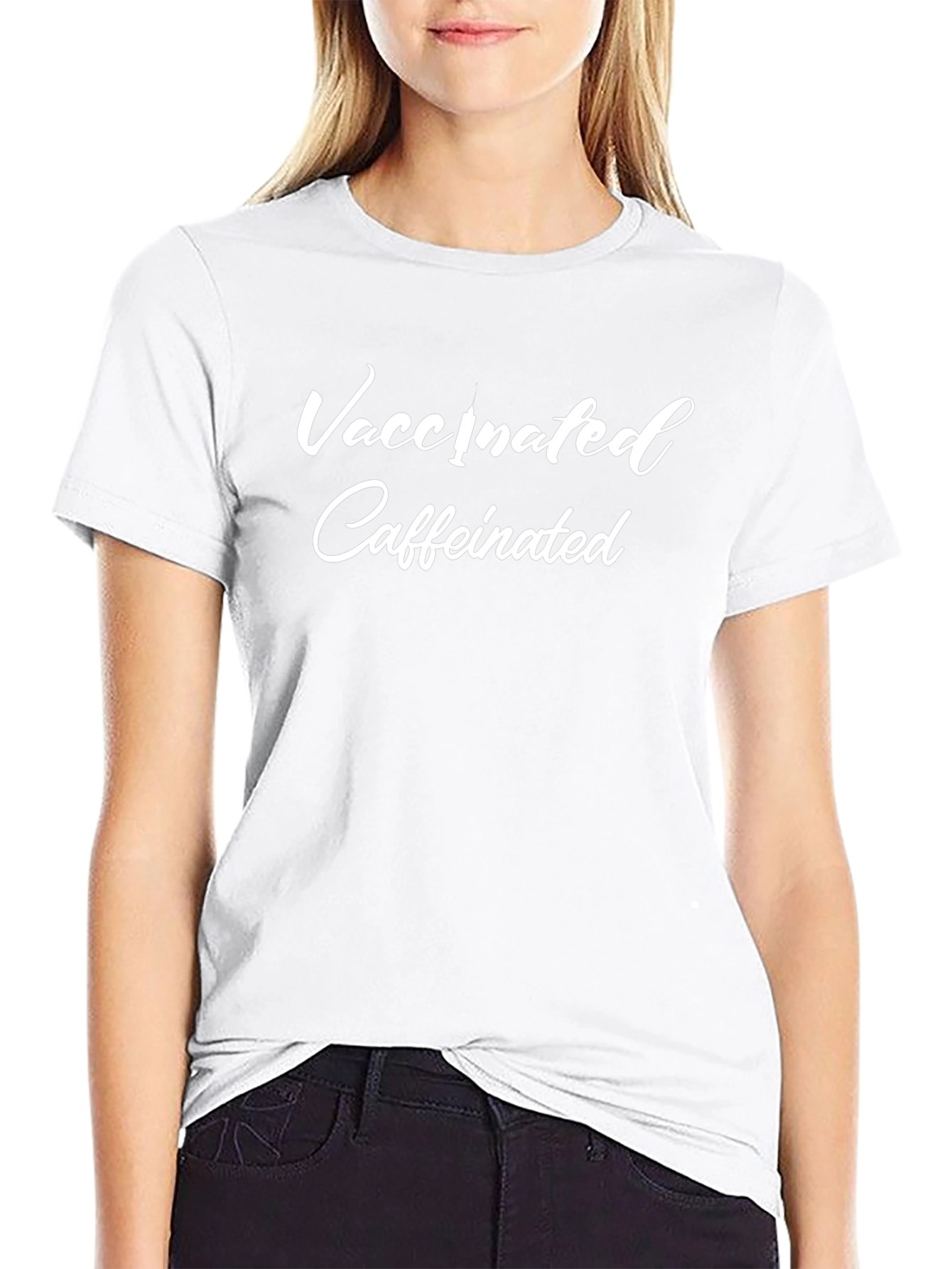 Vaccinated Caffeinated Black T-Shirt