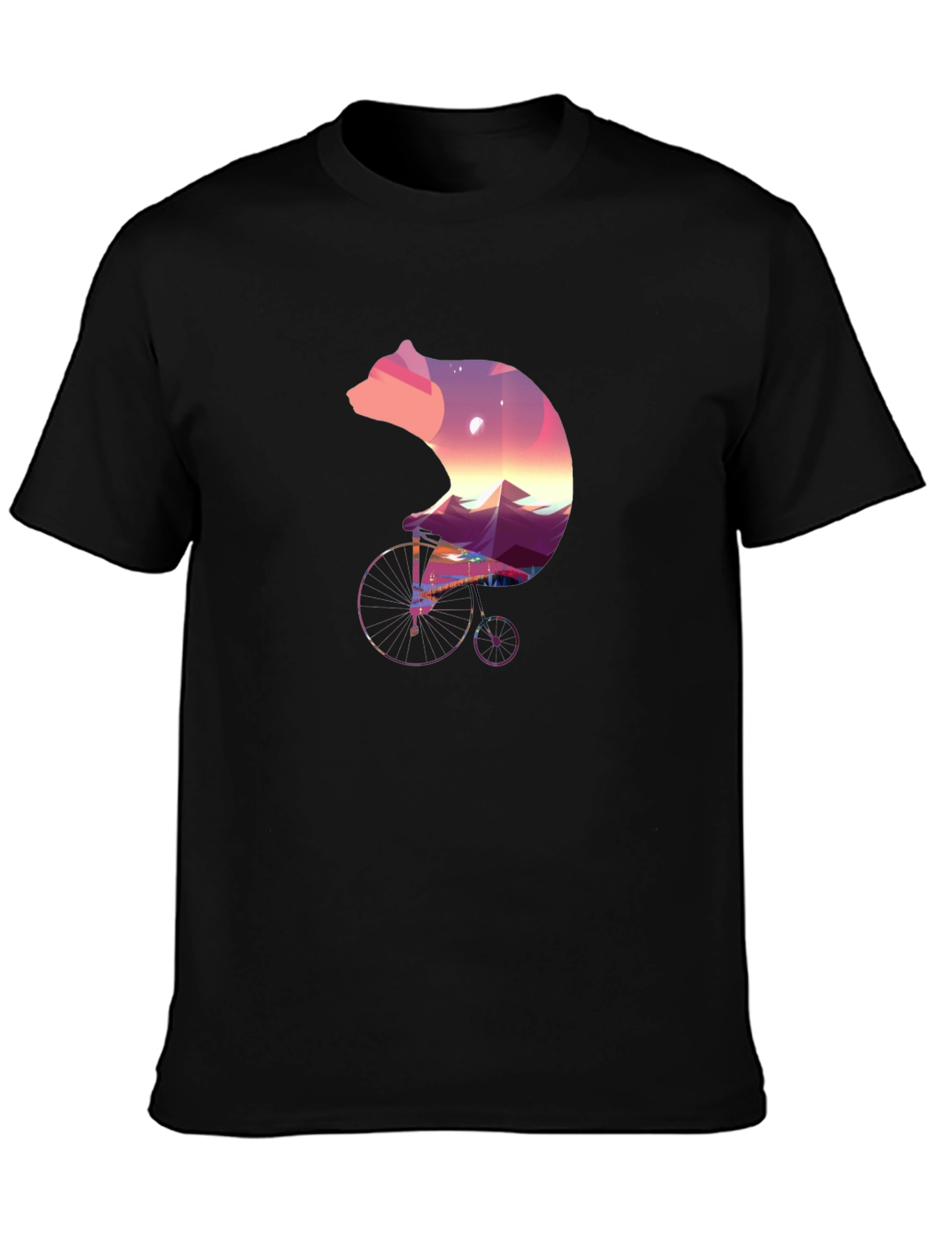 Bear on Bike Graphic Tee - Unique Nature Design