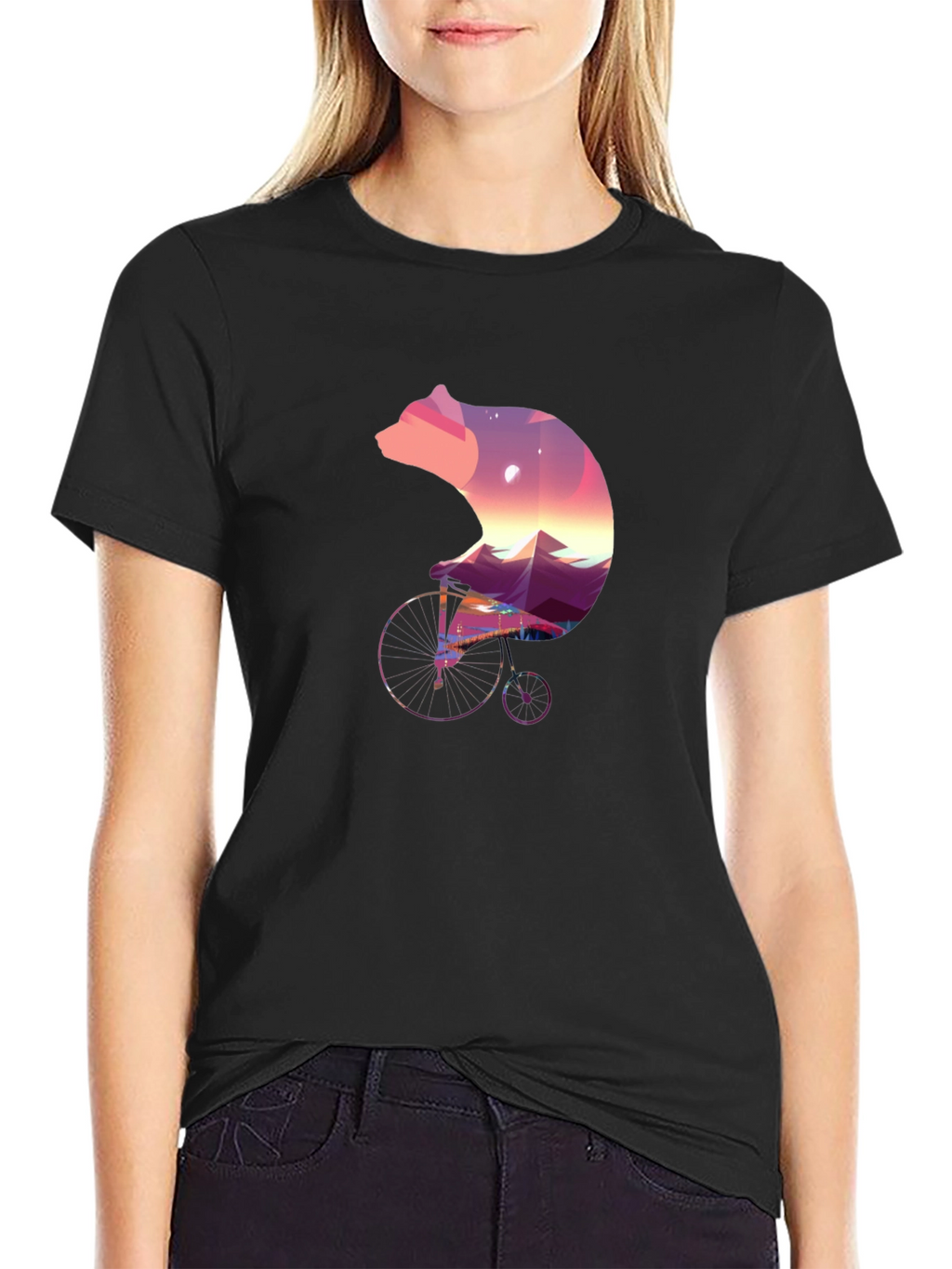 Bear on Bike Graphic Tee - Unique Nature Design