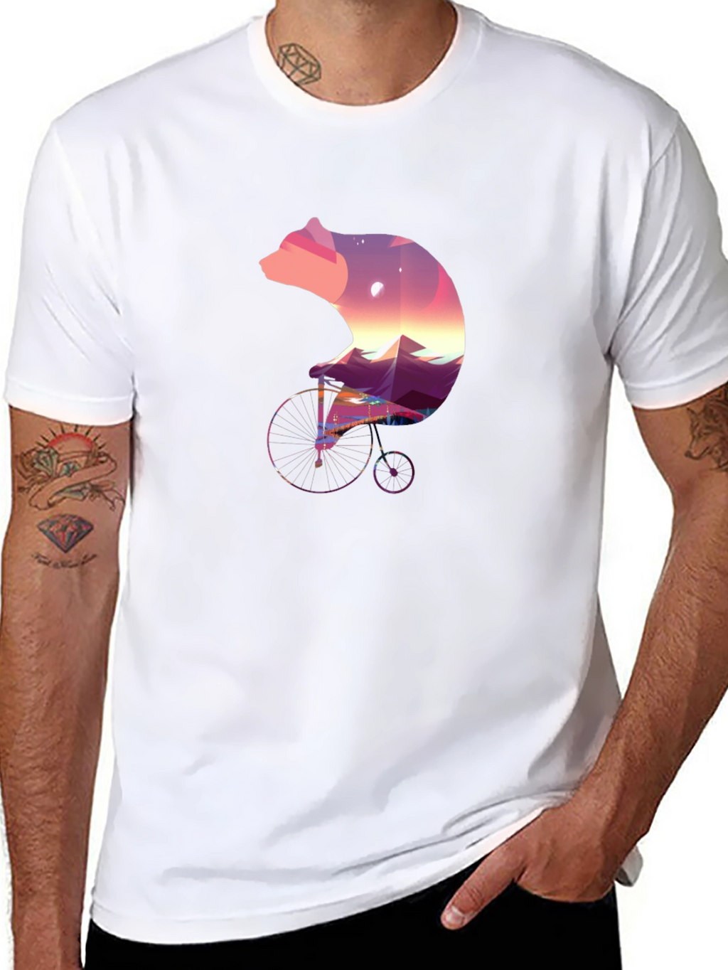Bear on Bike Graphic Tee - Unique Nature Design