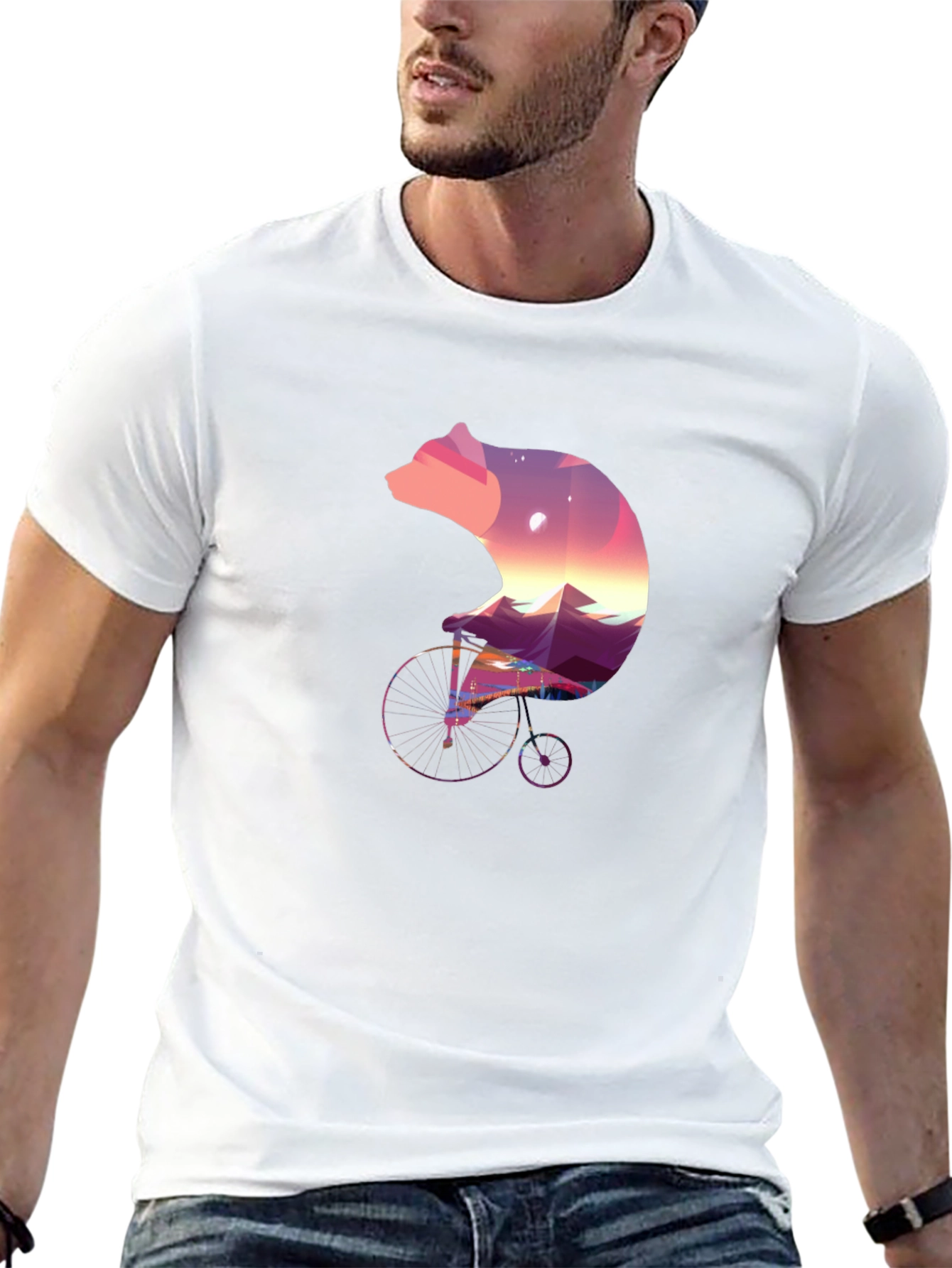 Bear on Bike Graphic Tee - Unique Nature Design