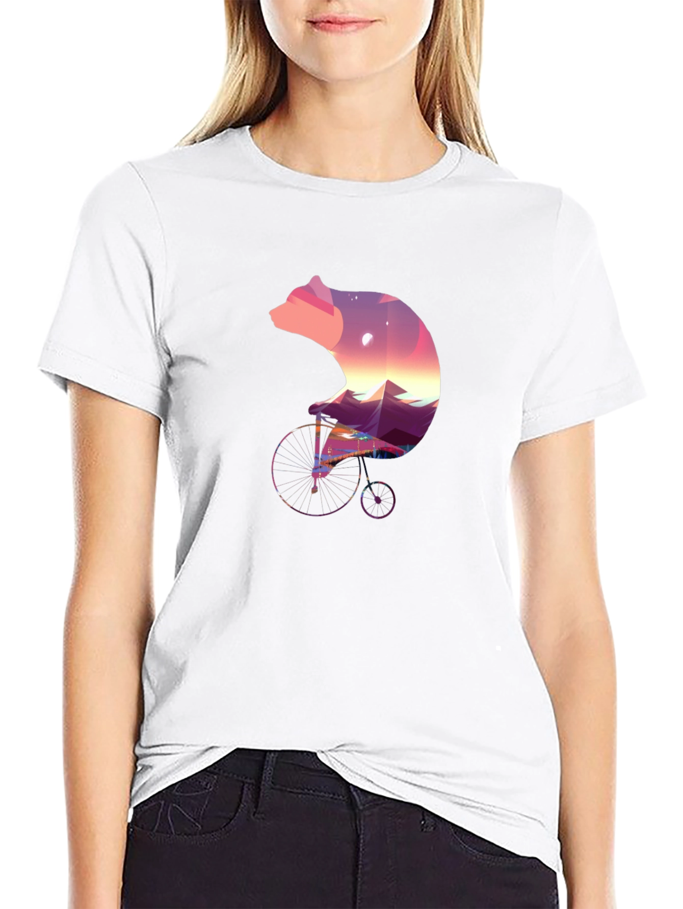 Bear on Bike Graphic Tee - Unique Nature Design