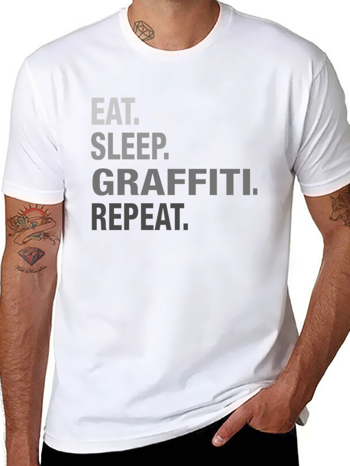 Eat Sleep Graffiti Repeat T-Shirt - Black Crew Neck Tee