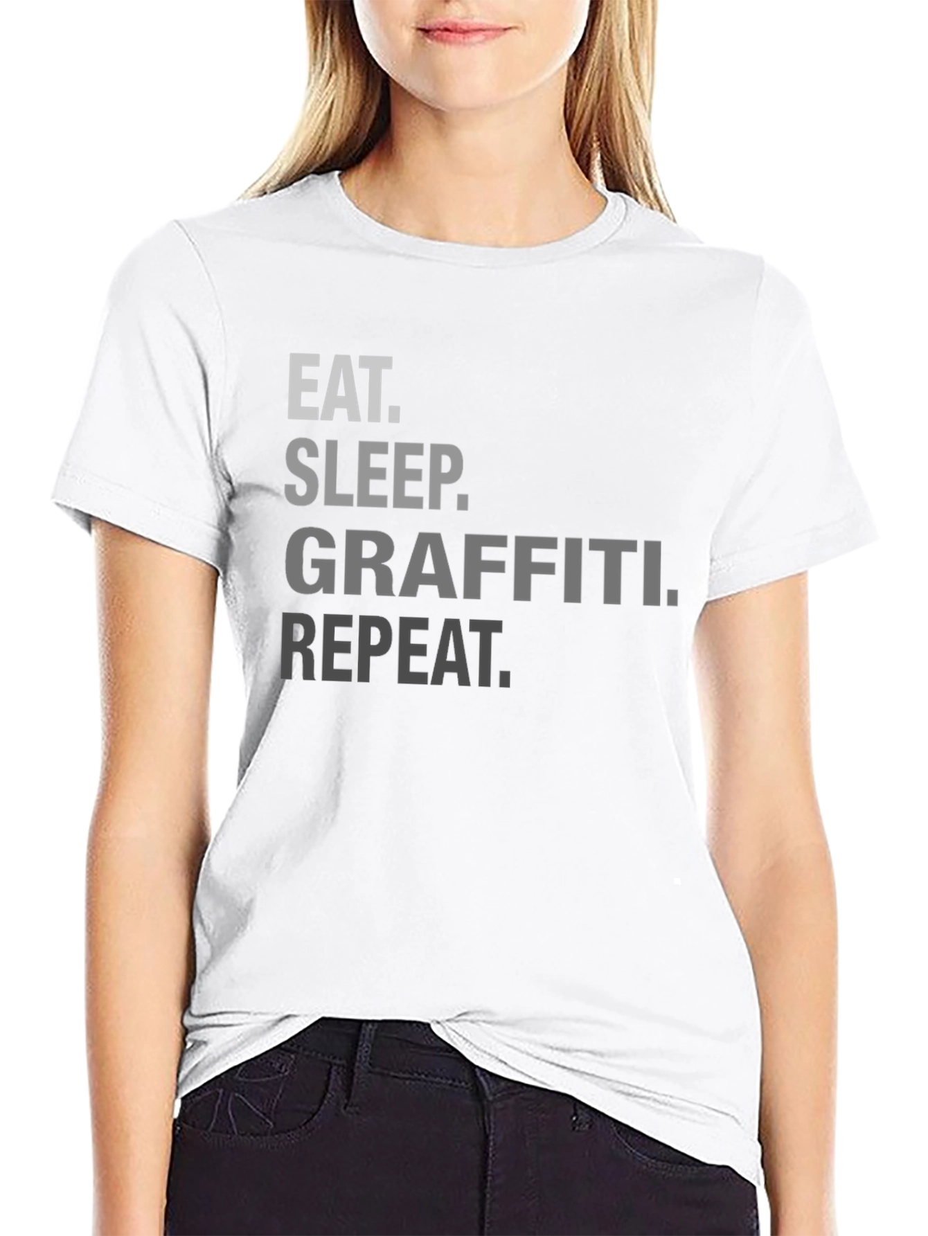 Eat Sleep Graffiti Repeat T-Shirt - Black Crew Neck Tee