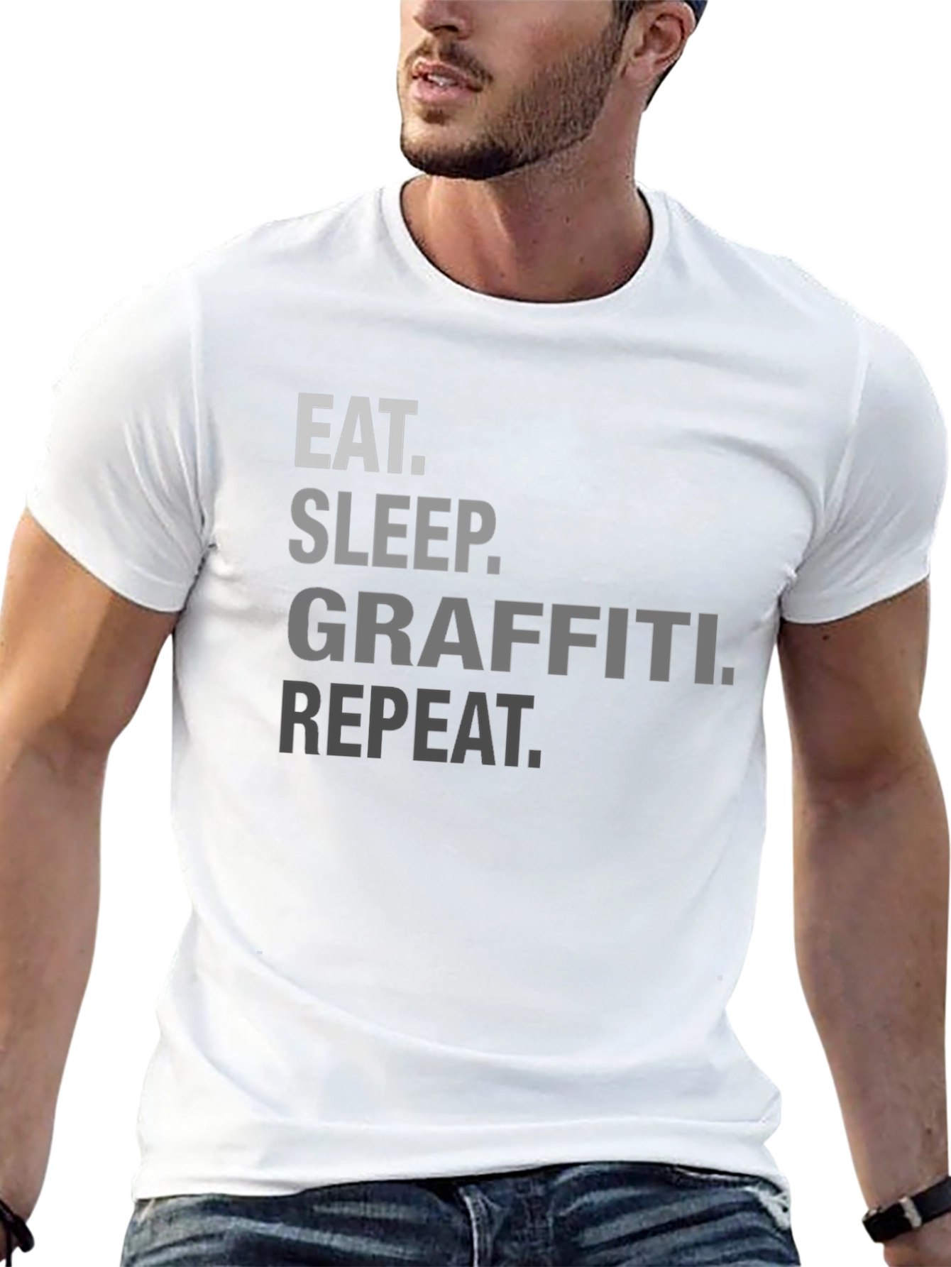 Eat Sleep Graffiti Repeat T-Shirt - Black Crew Neck Tee