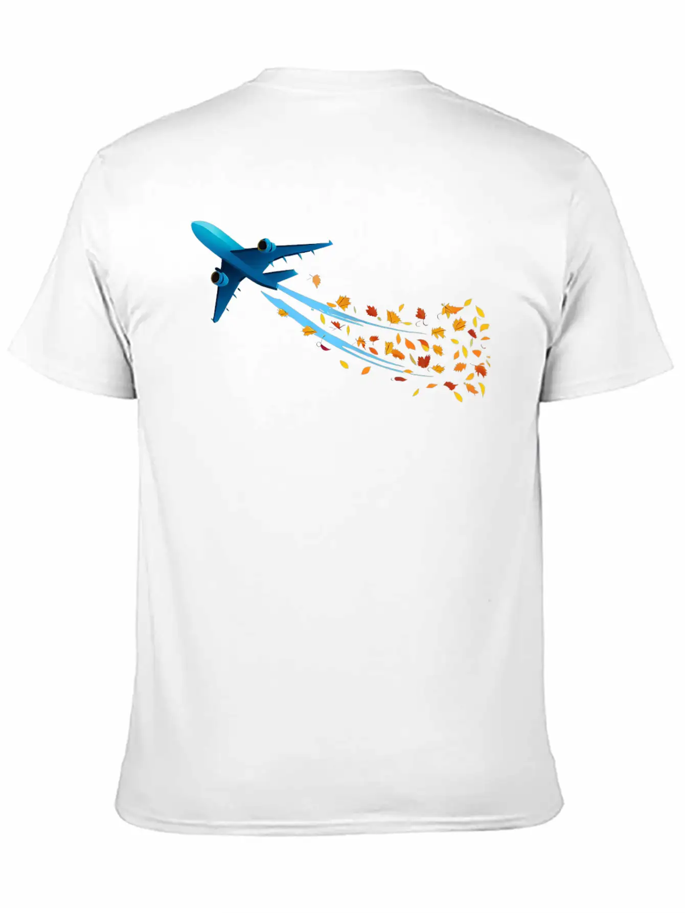 Airplane With Autumn Leaves Classic Cotton Tee – Unisex Comfort For Any Season