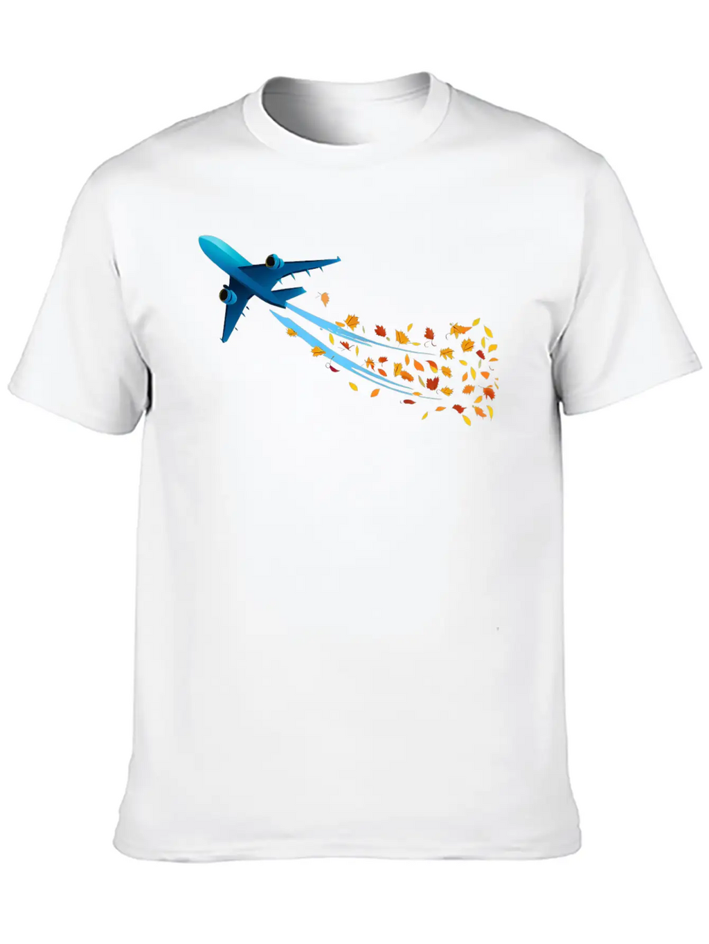 Airplane With Autumn Leaves Classic Cotton Tee – Unisex Comfort For Any Season
