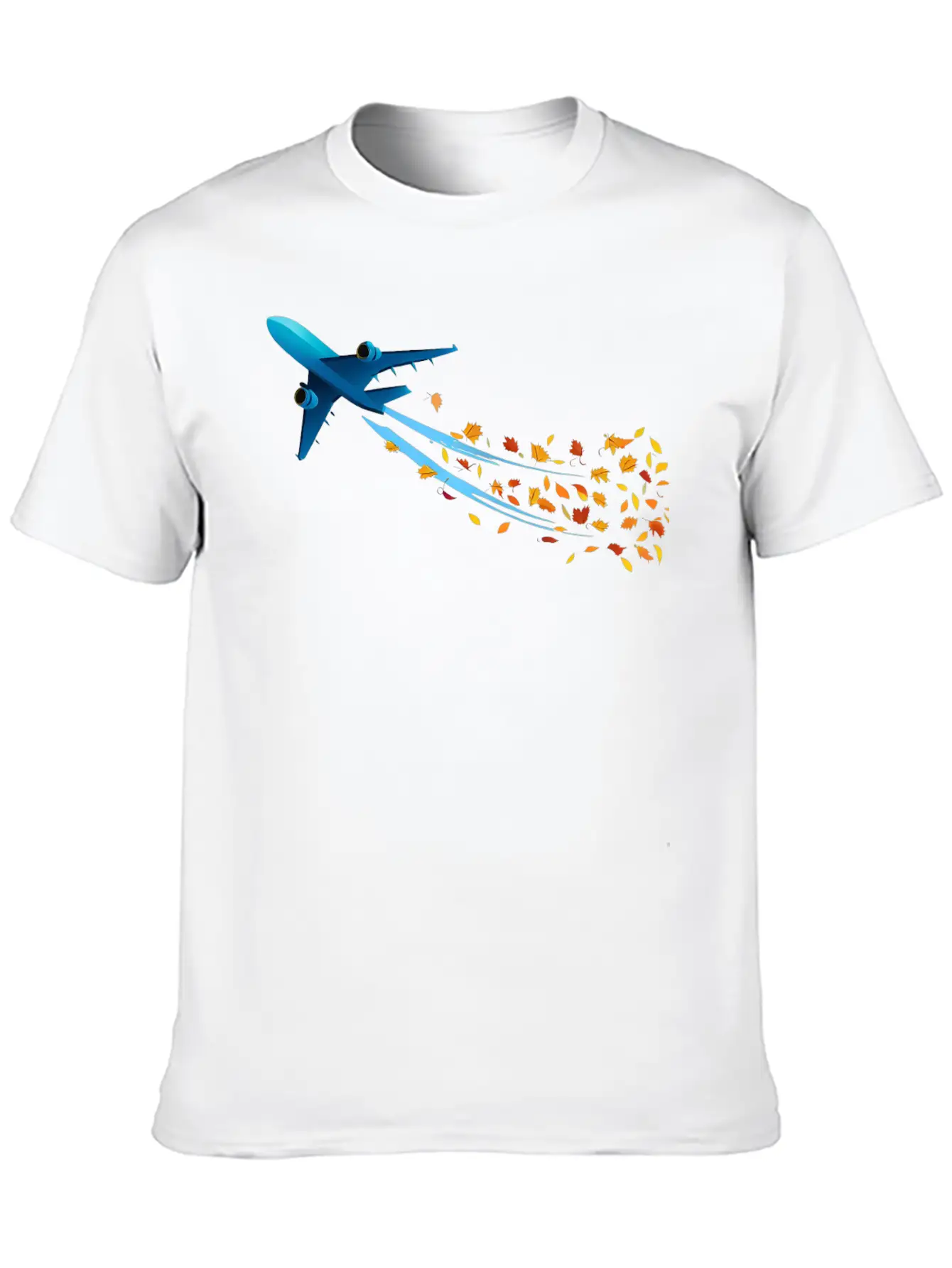 Airplane With Autumn Leaves Classic Cotton Tee – Unisex Comfort For Any Season
