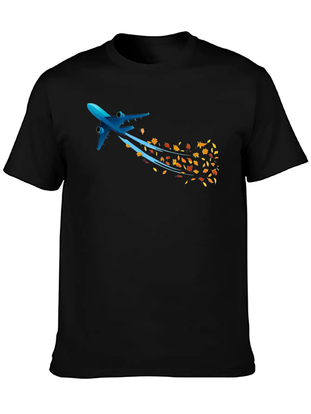 Airplane With Autumn Leaves Classic Cotton Tee – Unisex Comfort For Any Season