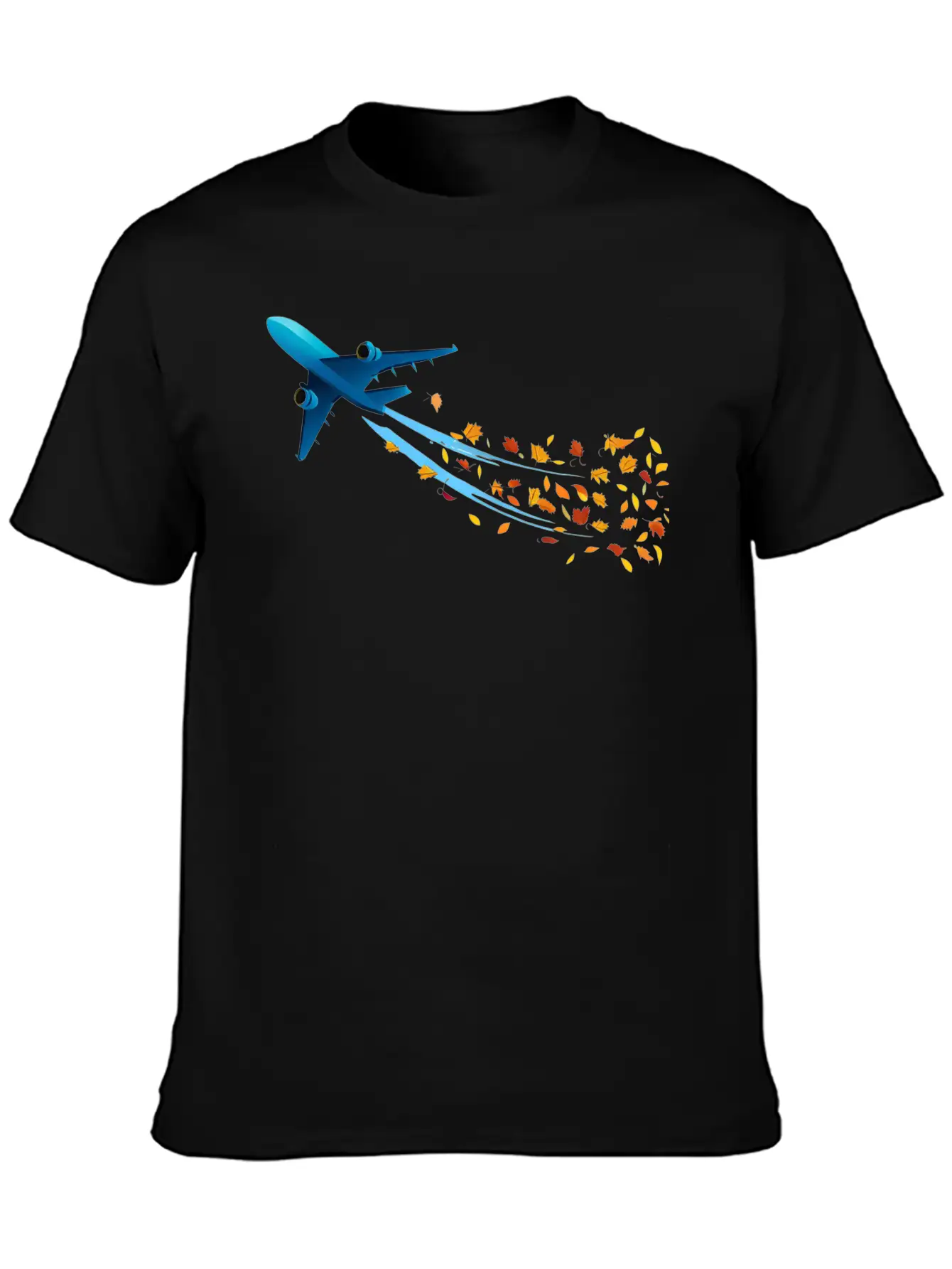 Airplane With Autumn Leaves Classic Cotton Tee – Unisex Comfort For Any Season
