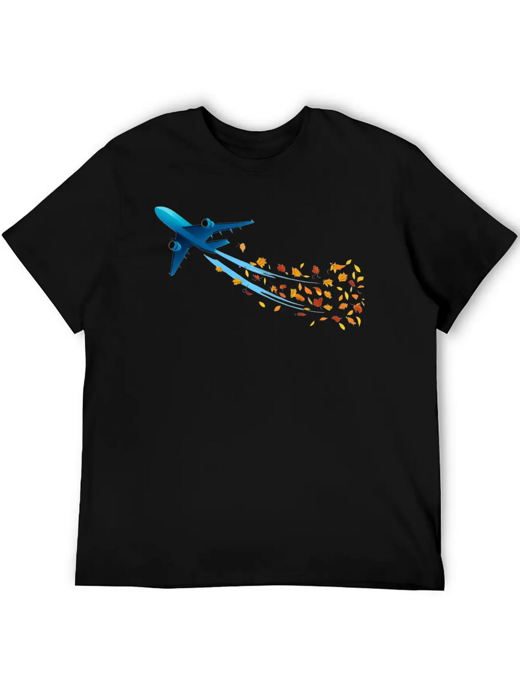 Airplane With Autumn Leaves Classic Cotton Tee – Unisex Comfort For Any Season