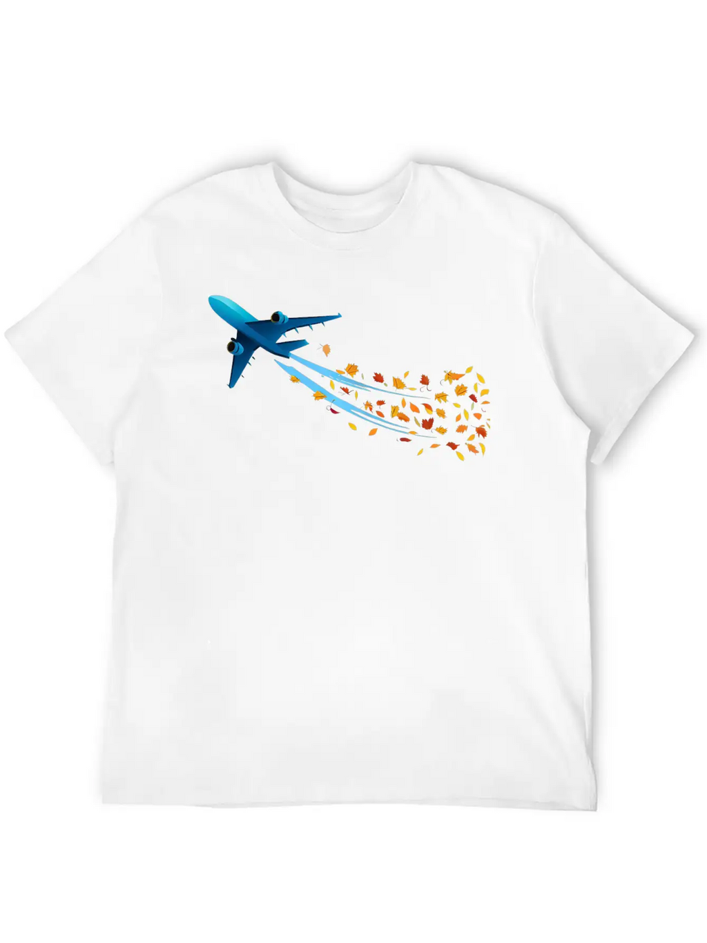 Airplane With Autumn Leaves Classic Cotton Tee – Unisex Comfort For Any Season