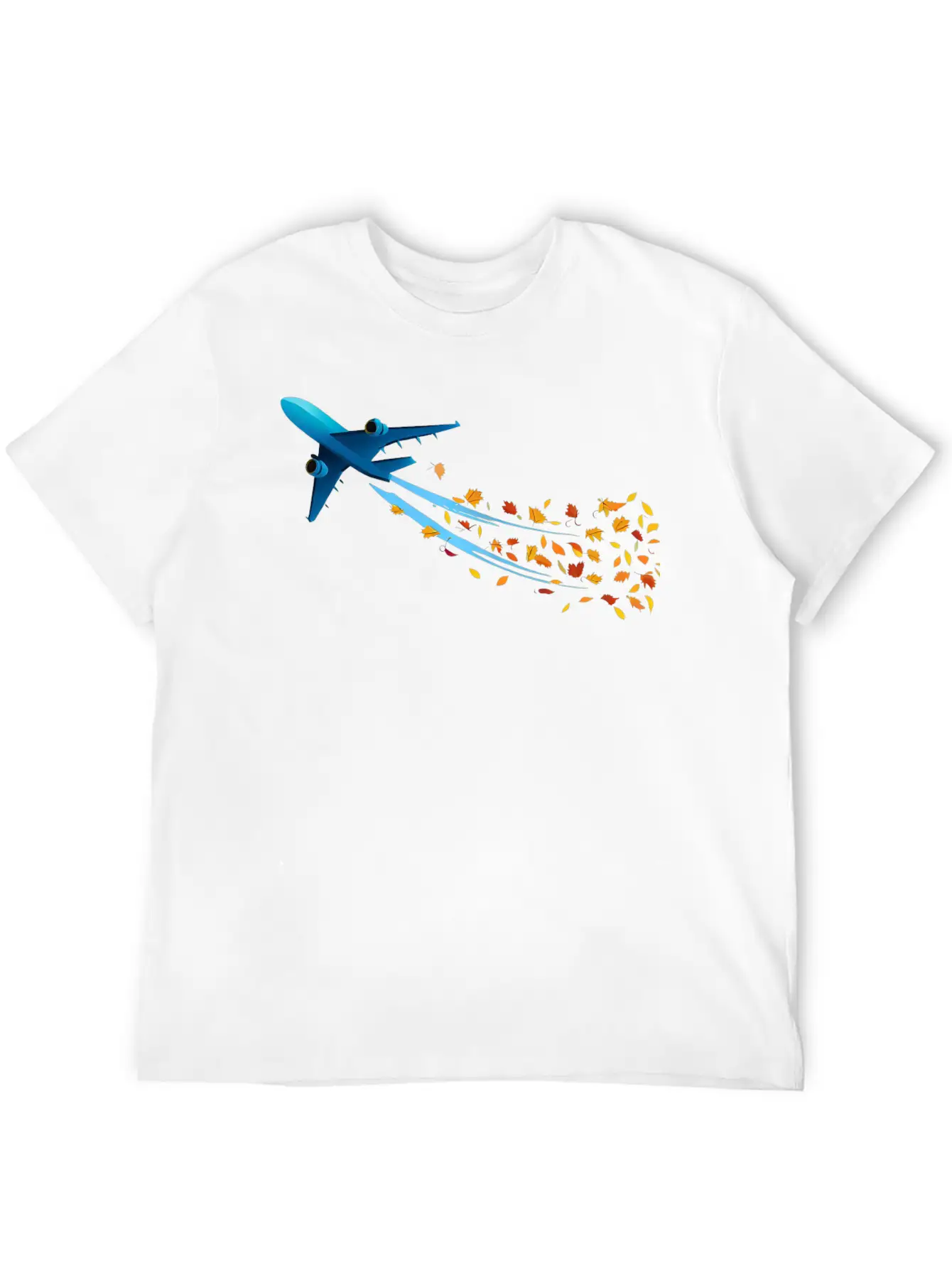 Airplane With Autumn Leaves Classic Cotton Tee – Unisex Comfort For Any Season