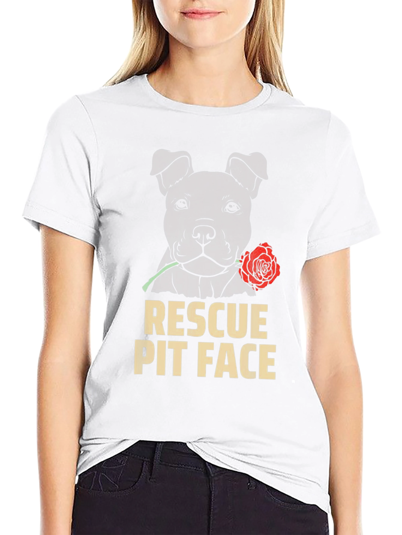 Rescue Pit Face Dog T-Shirt - Graphic Tee