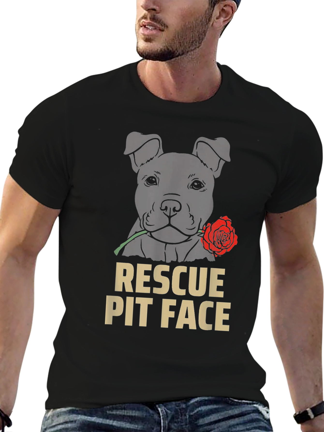 Rescue Pit Face Dog T-Shirt - Graphic Tee