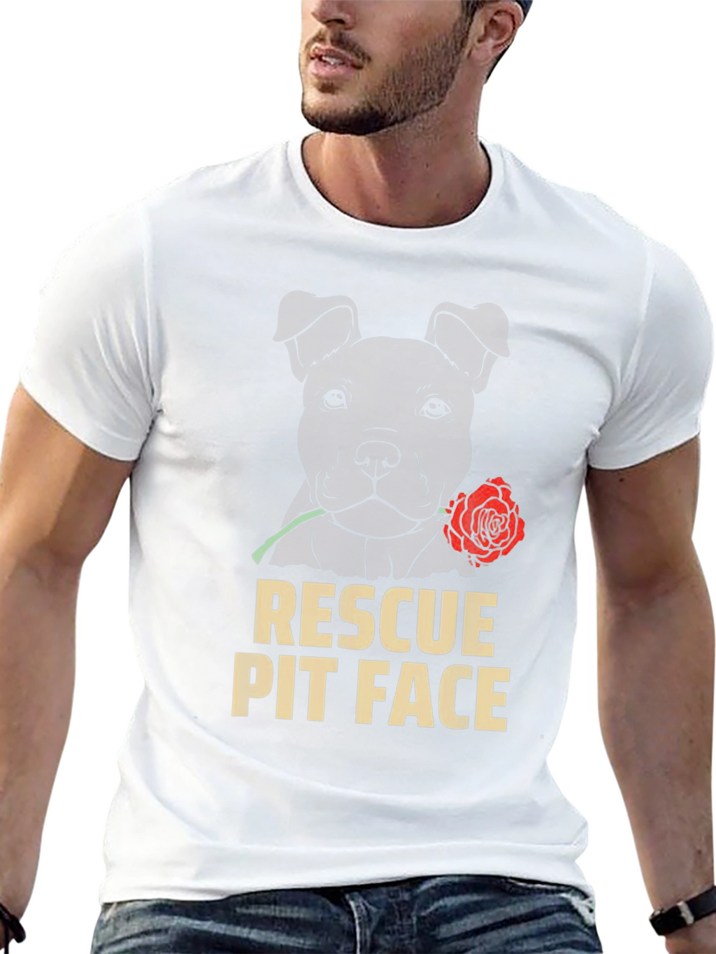 Rescue Pit Face Dog T-Shirt - Graphic Tee