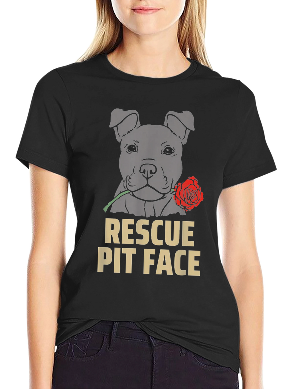 Rescue Pit Face Dog T-Shirt - Graphic Tee