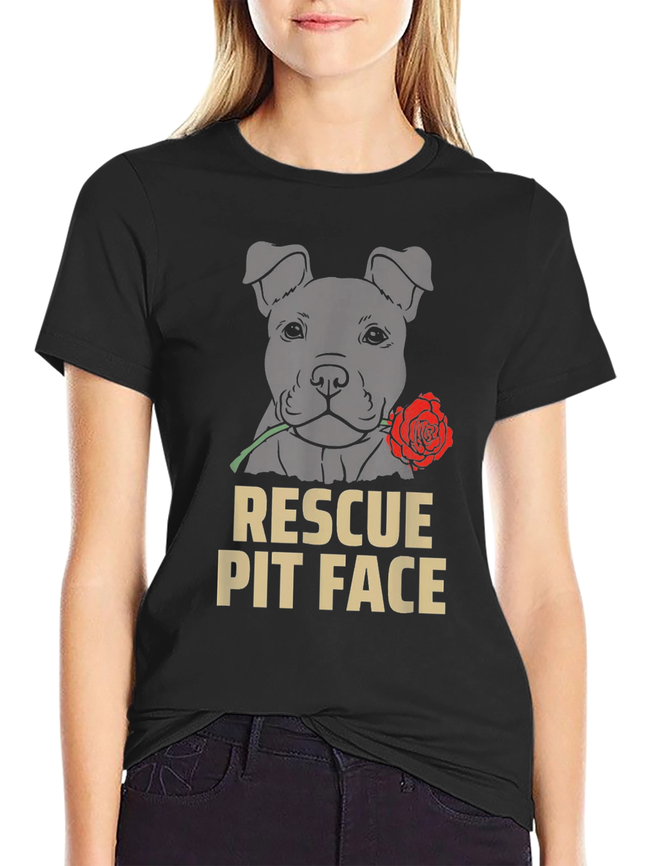 Rescue Pit Face Dog T-Shirt - Graphic Tee