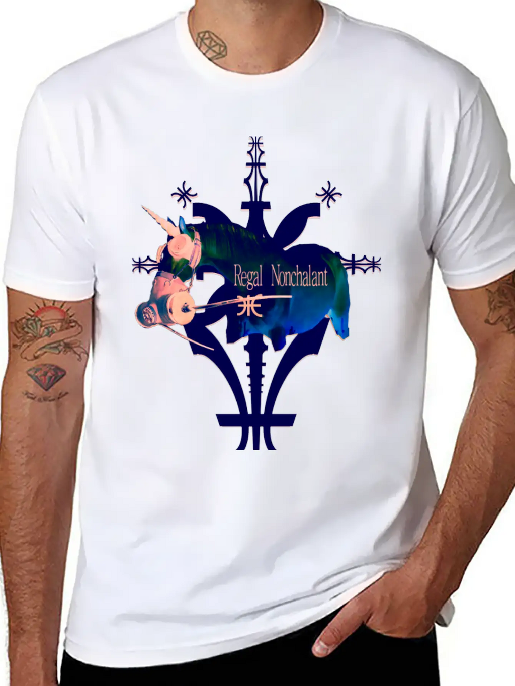 Album Symbol Unicorn Dark Blue Basic Graphic T-Shirt – Daily Comfort In Soft Cotton