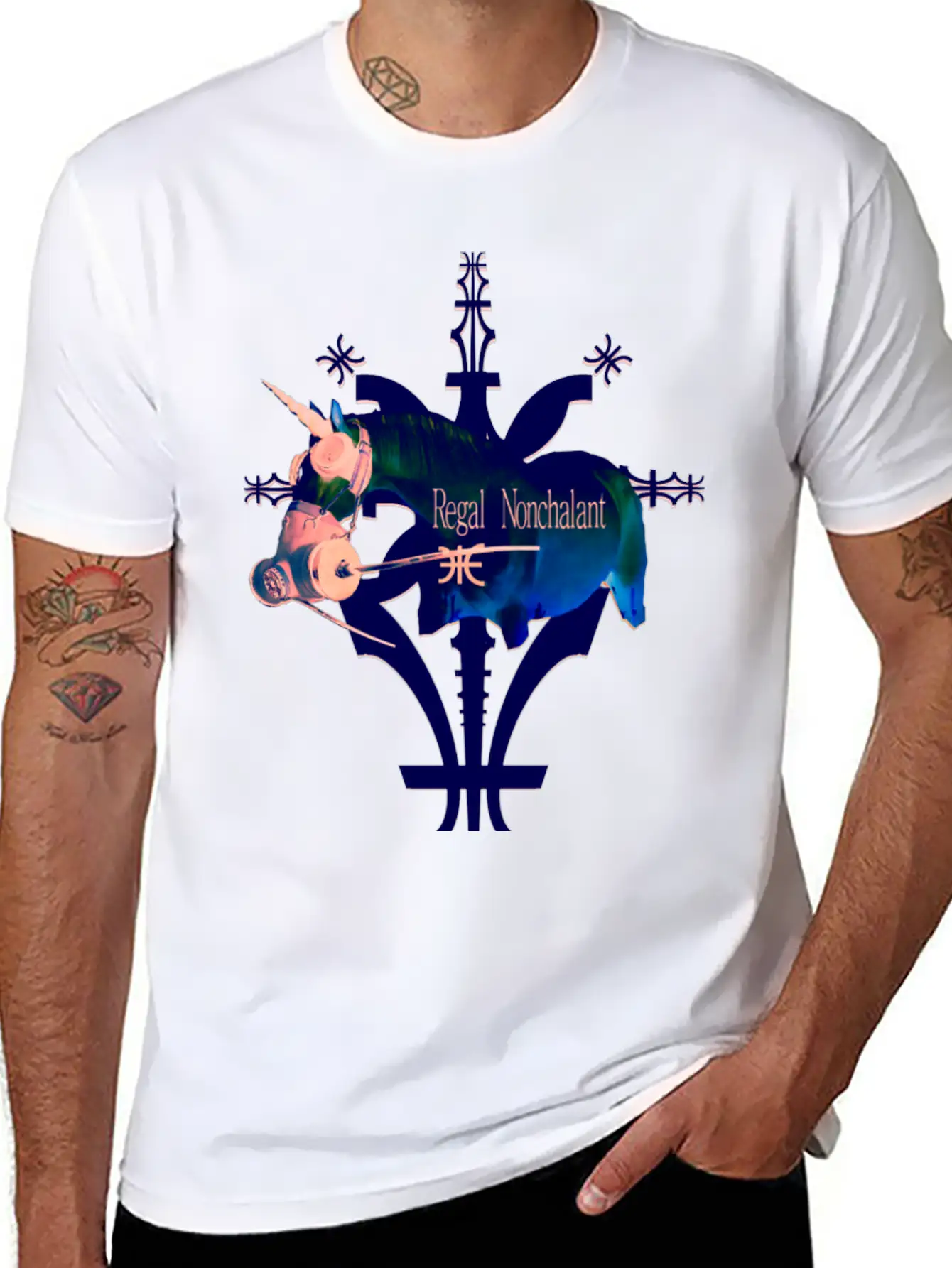 Album Symbol Unicorn Dark Blue Basic Graphic T-Shirt – Daily Comfort In Soft Cotton