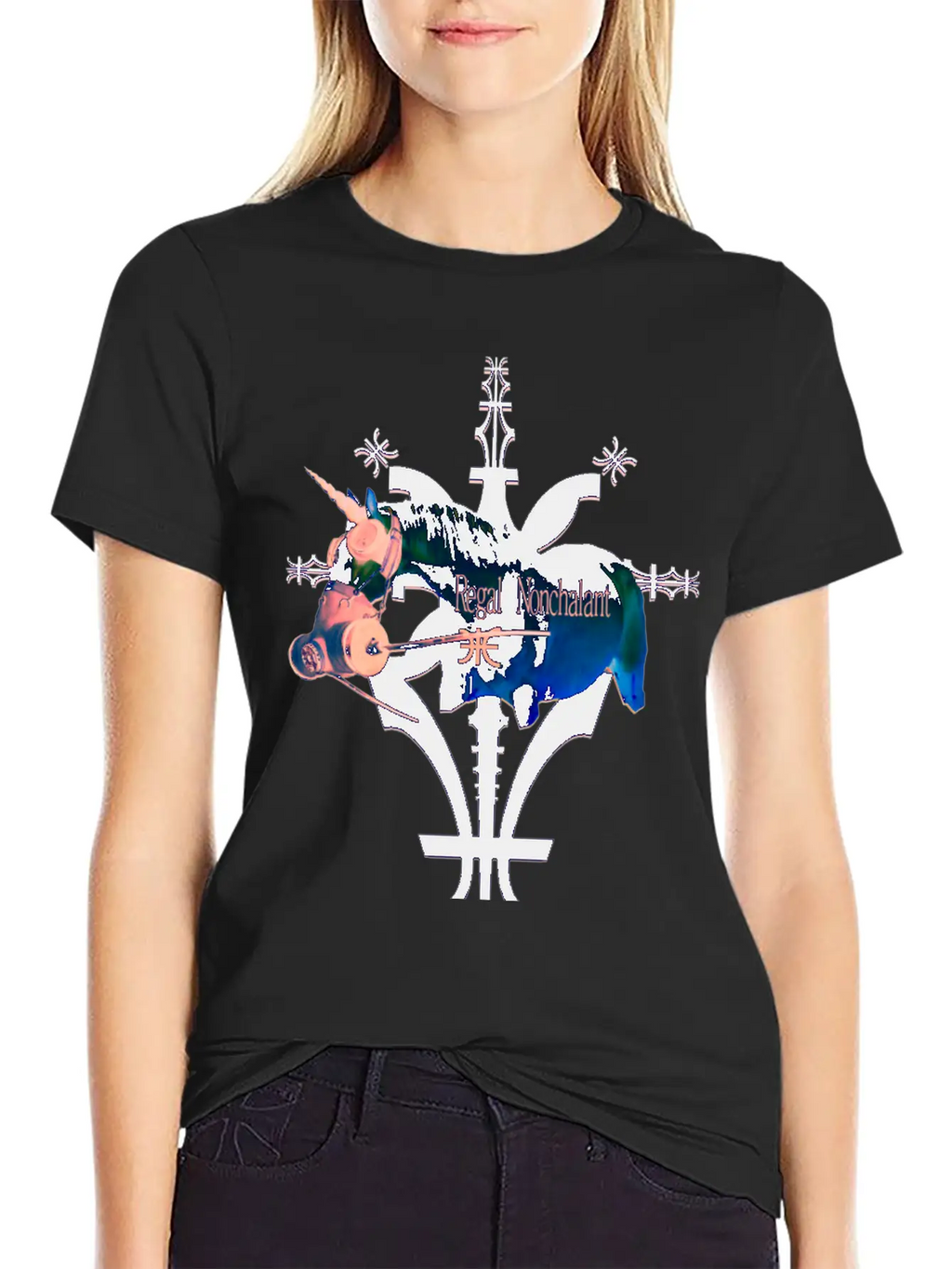 Album Symbol Unicorn Dark Blue Basic Graphic T-Shirt – Daily Comfort In Soft Cotton