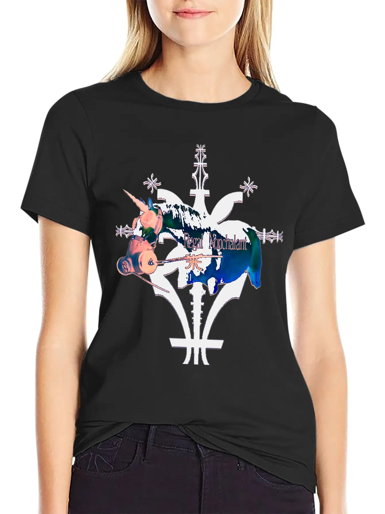 Album Symbol Unicorn Dark Blue Basic Graphic T-Shirt – Daily Comfort In Soft Cotton