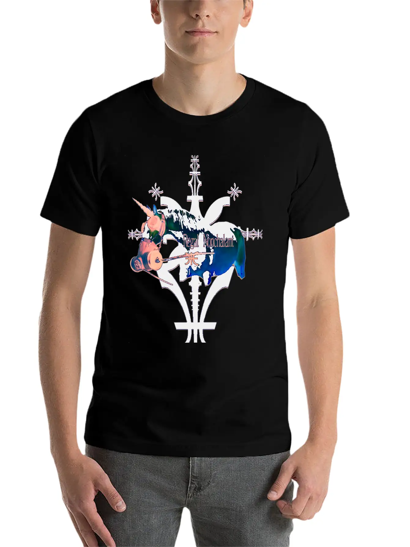 Album Symbol Unicorn Dark Blue Basic Graphic T-Shirt – Daily Comfort In Soft Cotton