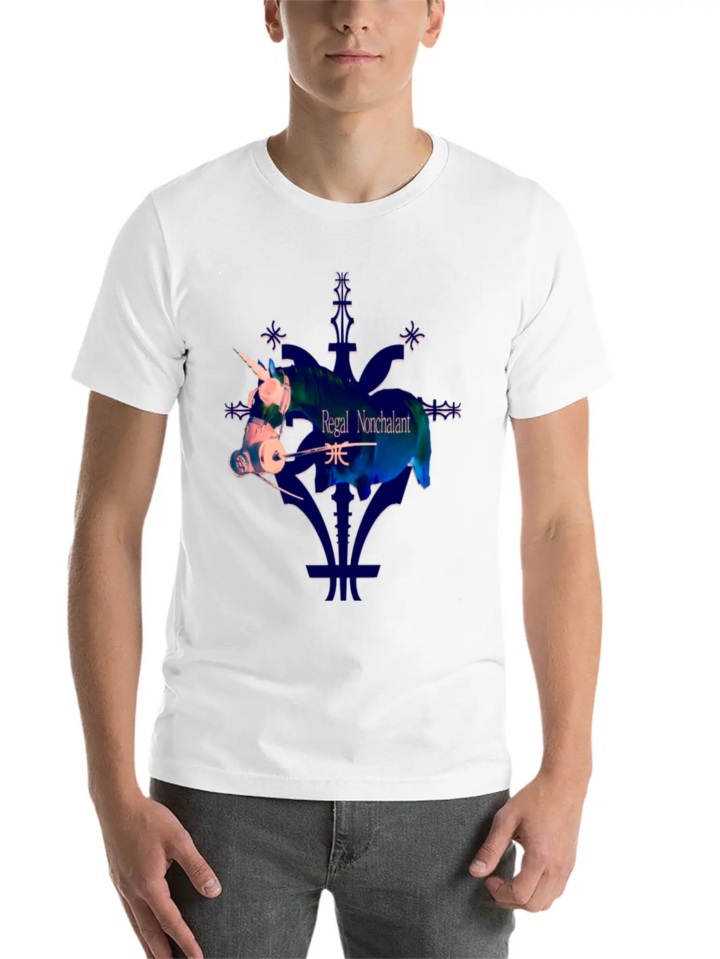 Album Symbol Unicorn Dark Blue Basic Graphic T-Shirt – Daily Comfort In Soft Cotton