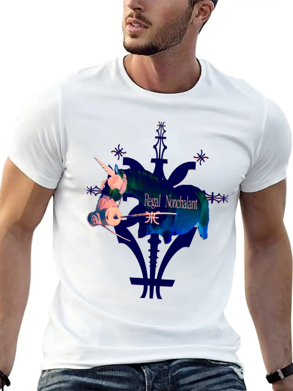 Album Symbol Unicorn Dark Blue Basic Graphic T-Shirt – Daily Comfort In Soft Cotton