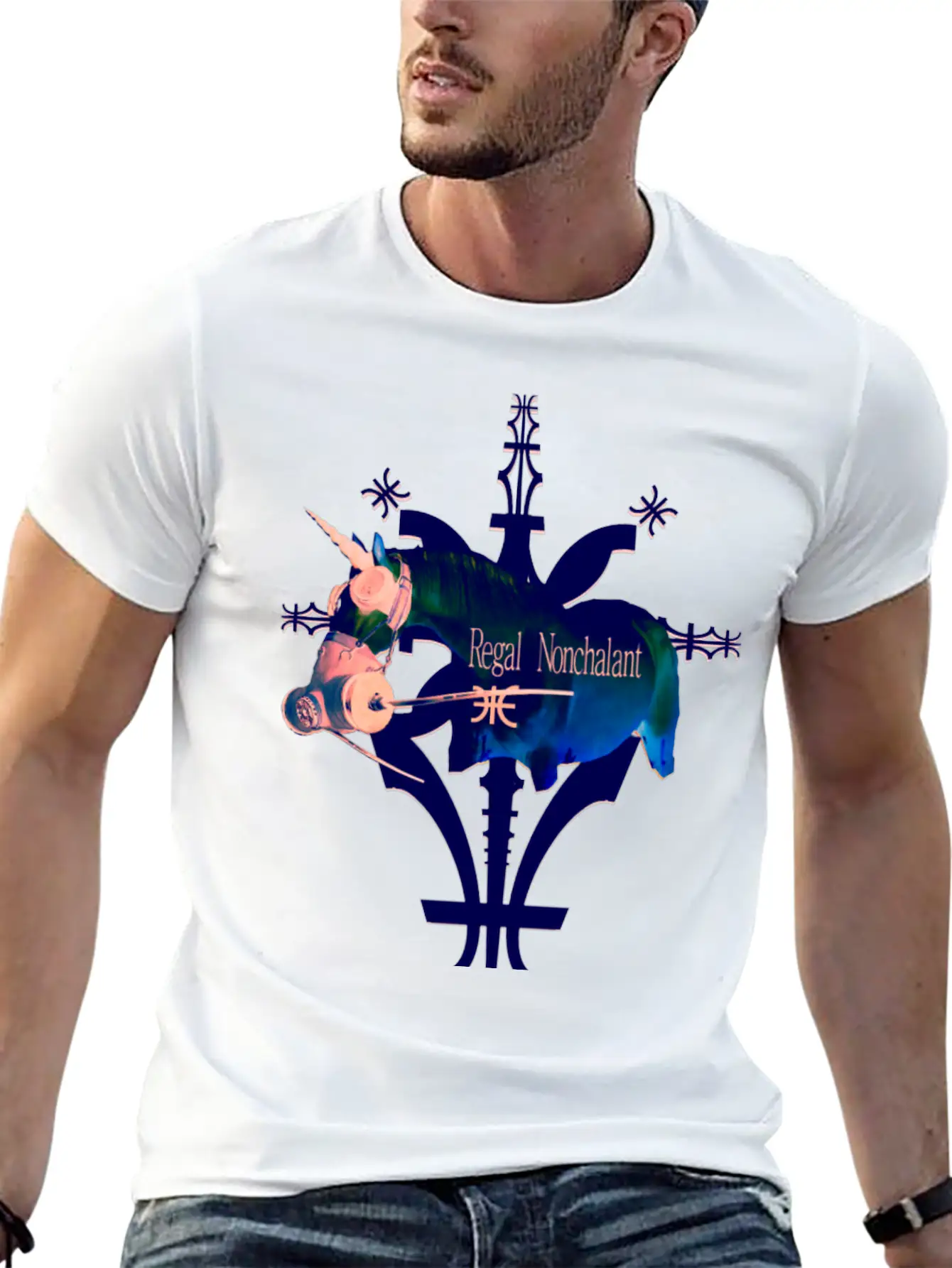 Album Symbol Unicorn Dark Blue Basic Graphic T-Shirt – Daily Comfort In Soft Cotton