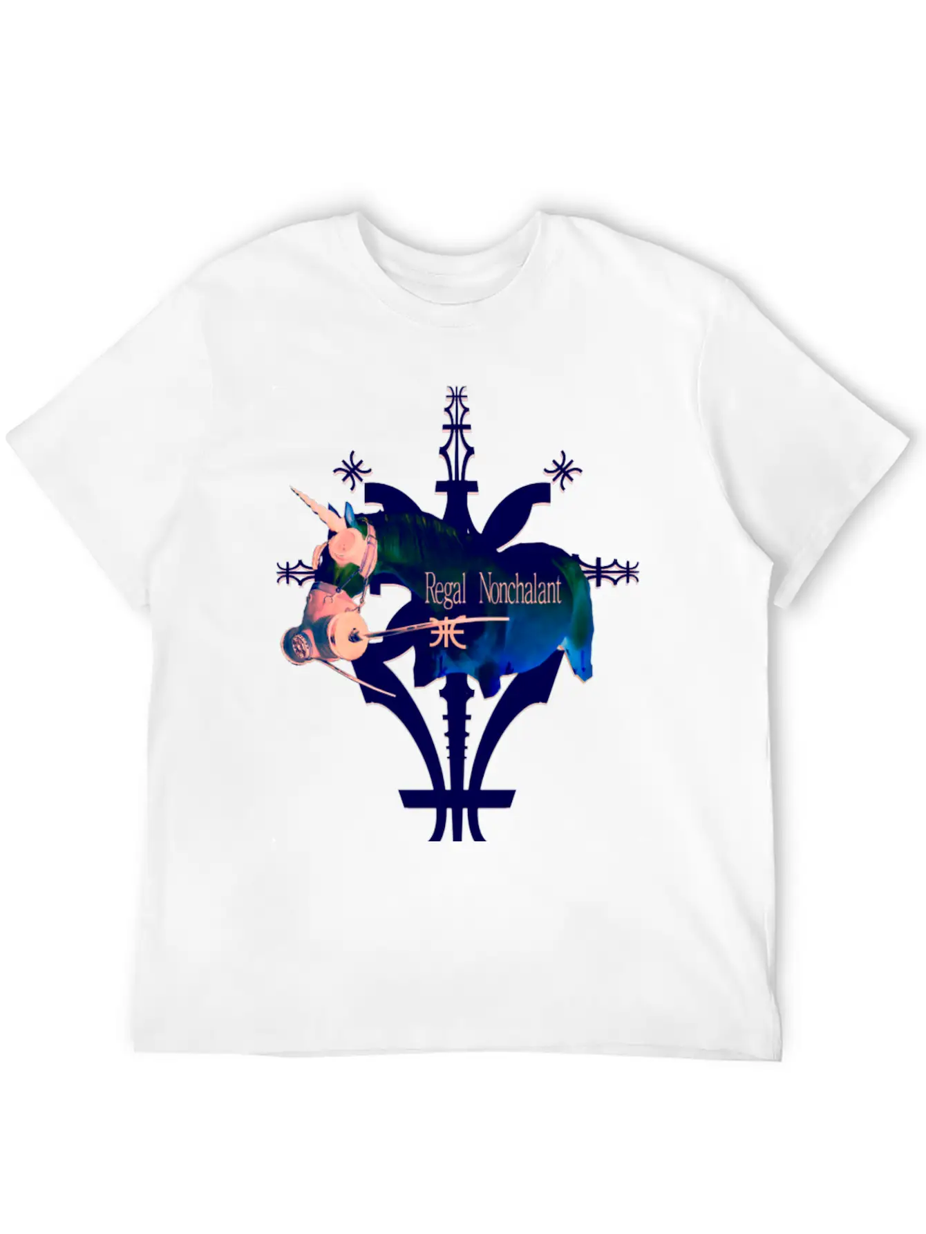 Album Symbol Unicorn Dark Blue Basic Graphic T-Shirt – Daily Comfort In Soft Cotton
