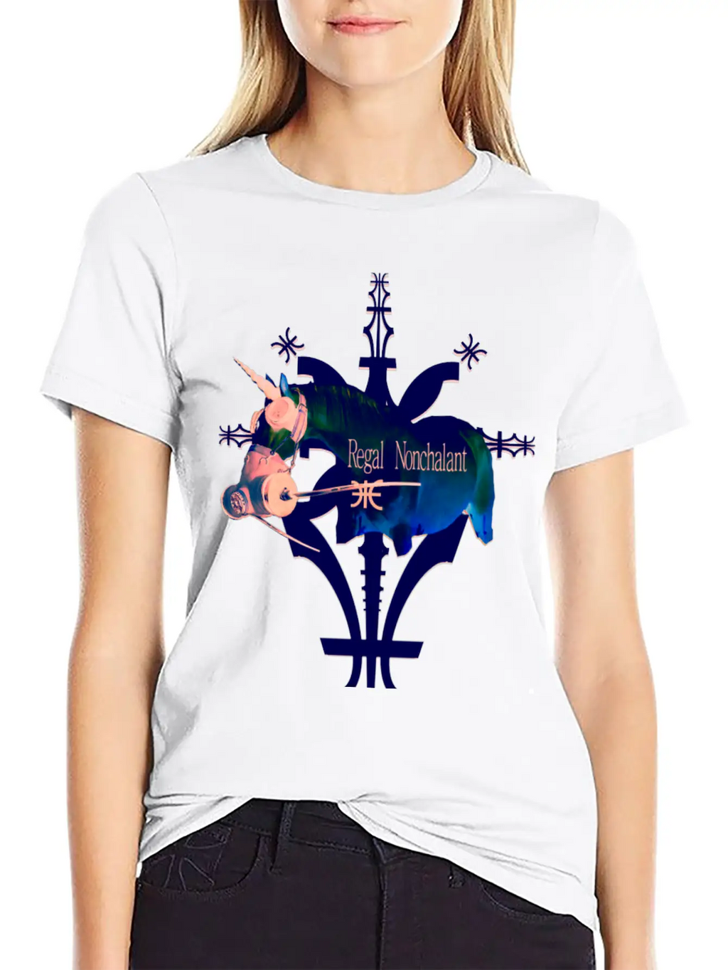 Album Symbol Unicorn Dark Blue Basic Graphic T-Shirt – Daily Comfort In Soft Cotton