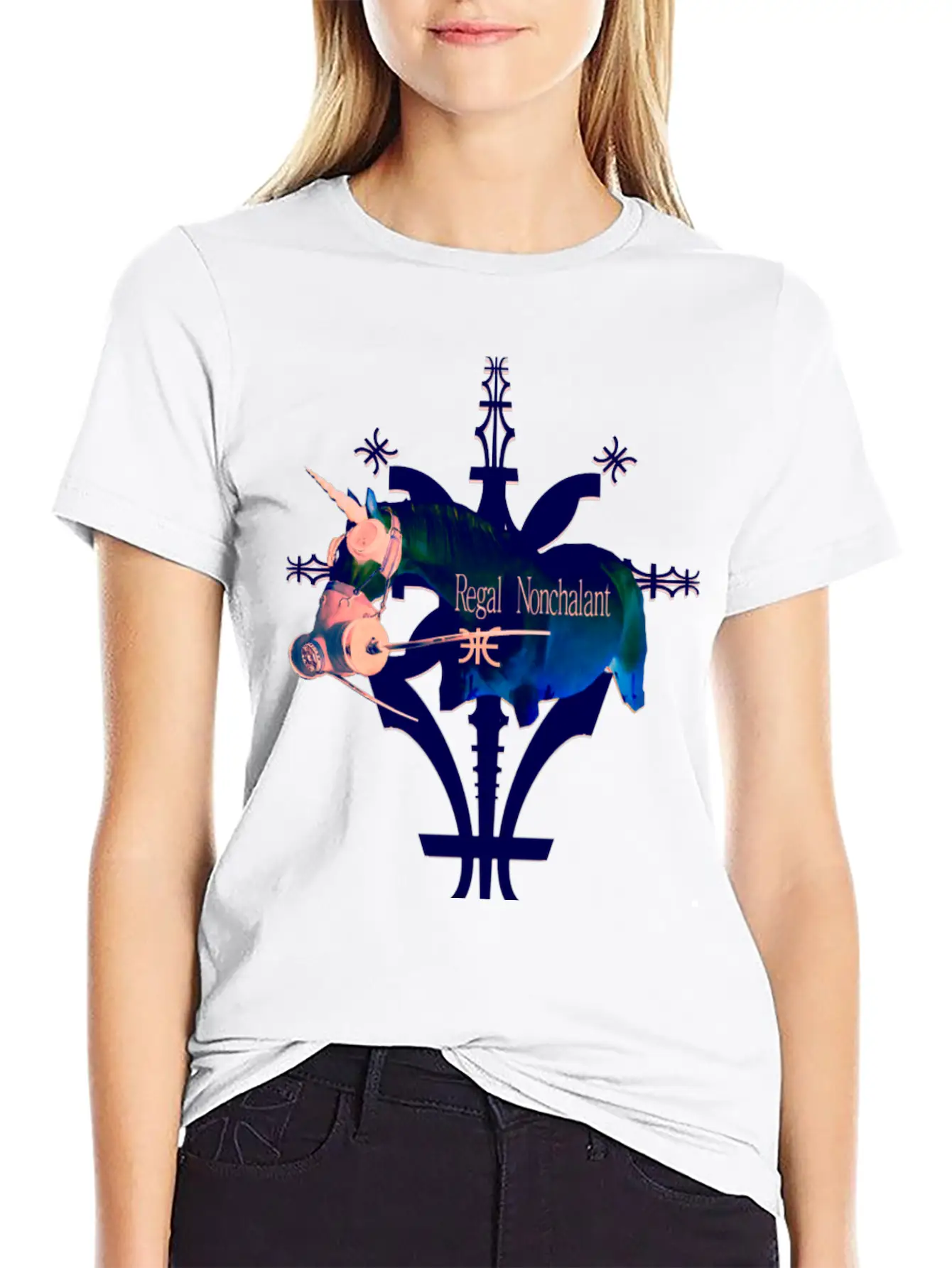 Album Symbol Unicorn Dark Blue Basic Graphic T-Shirt – Daily Comfort In Soft Cotton