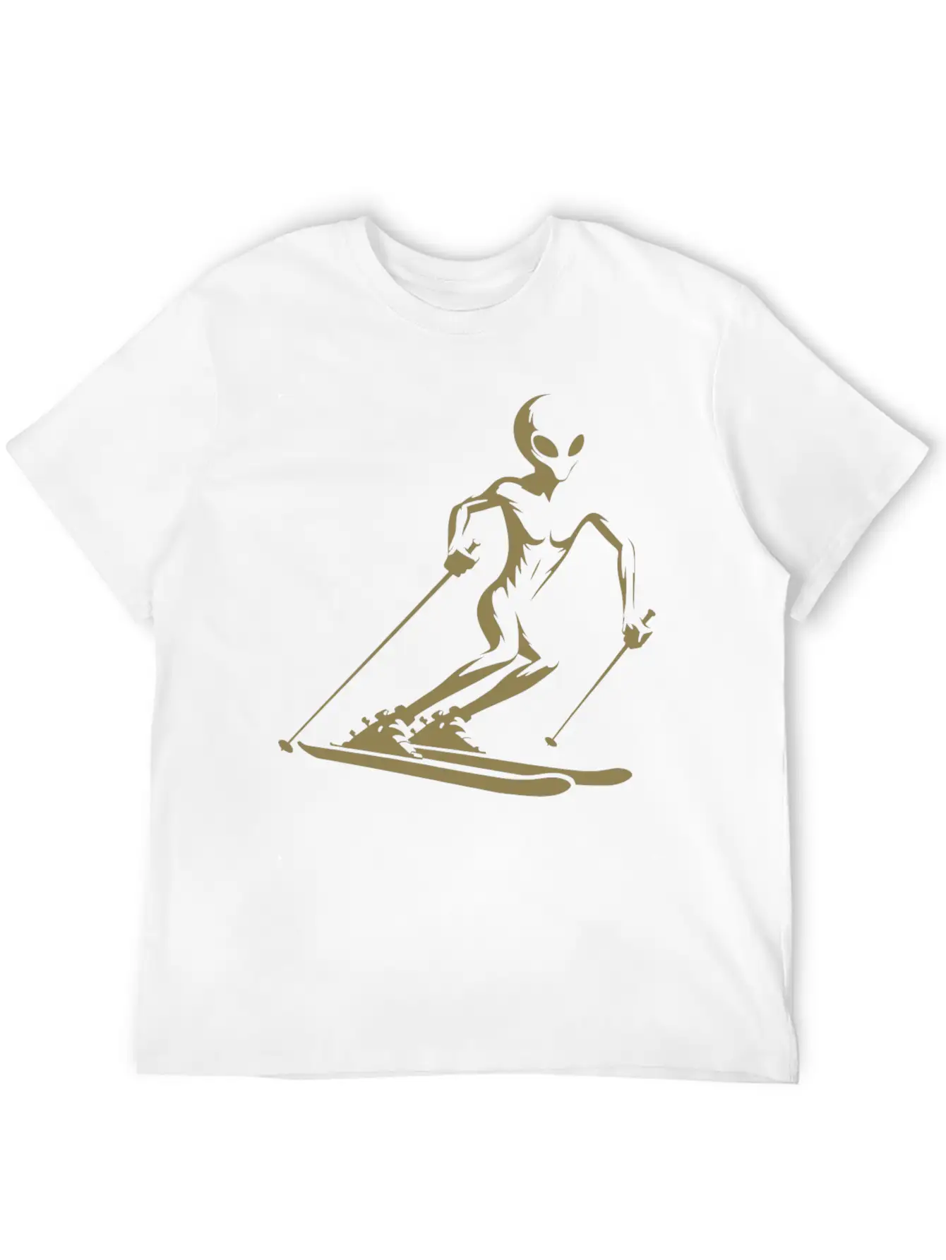 Alien Skier Silhouette For Minimalist Winter Sport Breathable Graphic T-Shirt – Perfect For Casual Days