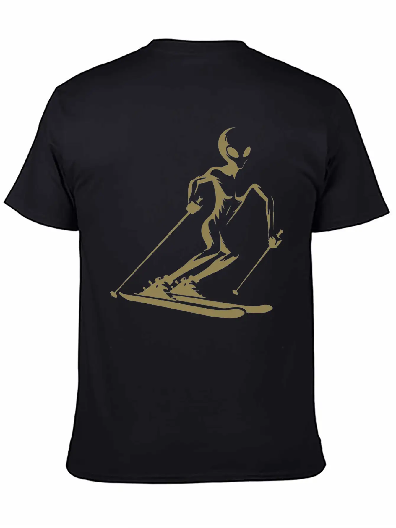 Alien Skier Silhouette For Minimalist Winter Sport Breathable Graphic T-Shirt – Perfect For Casual Days