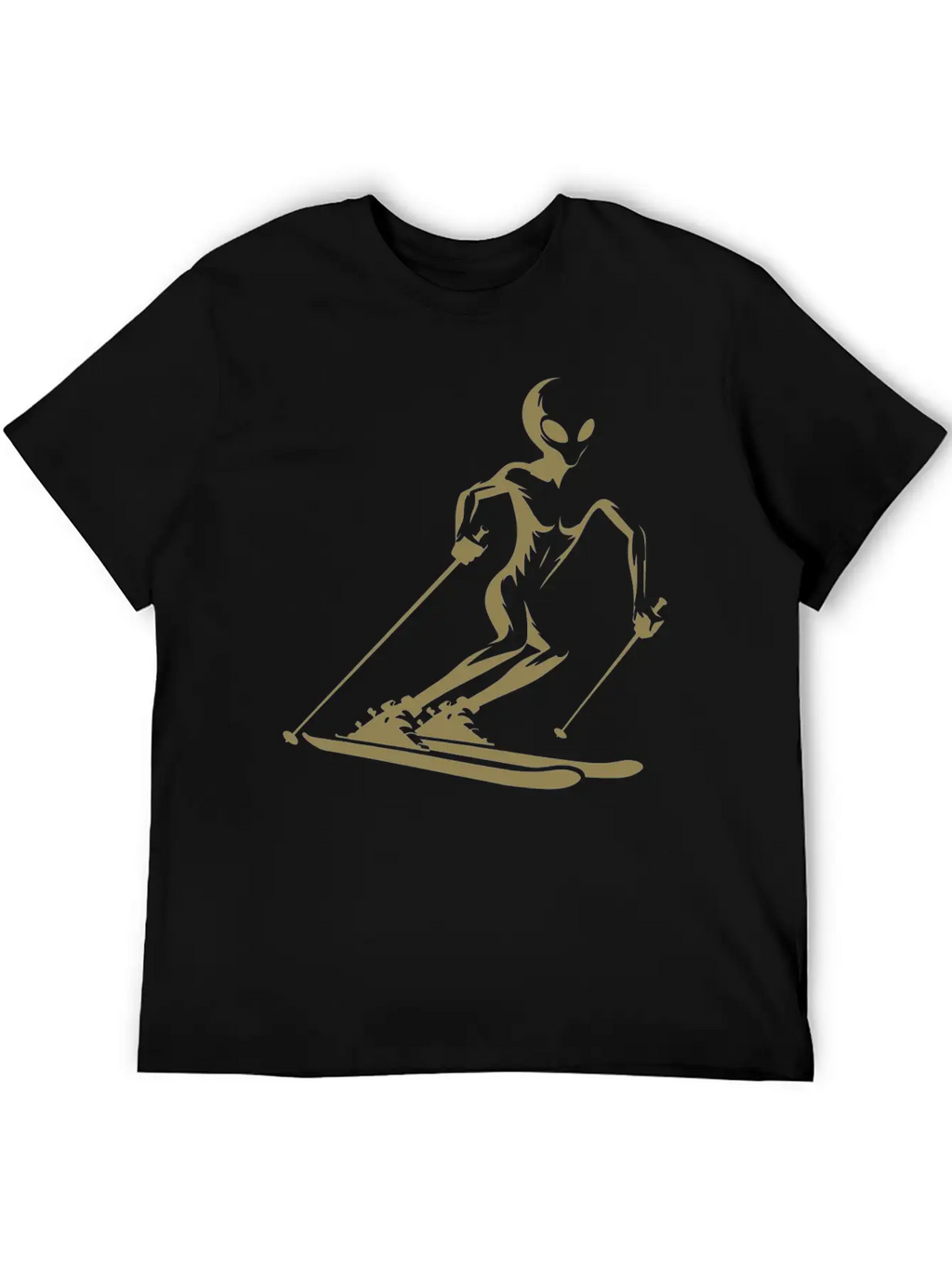 Alien Skier Silhouette For Minimalist Winter Sport Breathable Graphic T-Shirt – Perfect For Casual Days