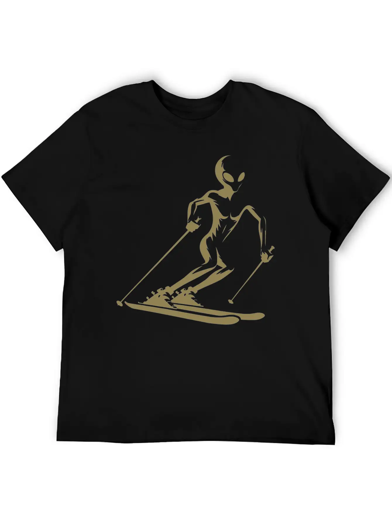 Alien Skier Silhouette For Minimalist Winter Sport Breathable Graphic T-Shirt – Perfect For Casual Days