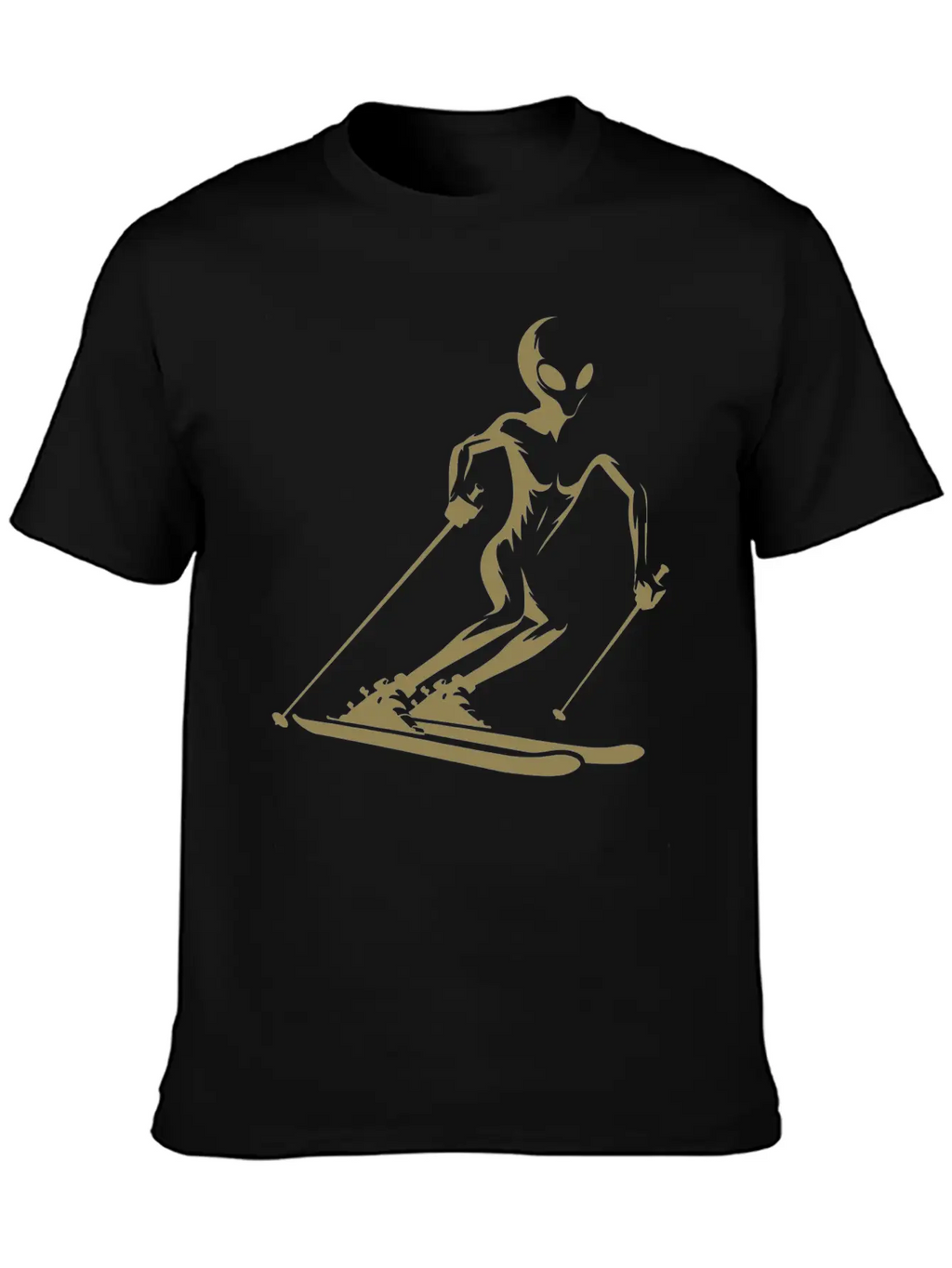 Alien Skier Silhouette For Minimalist Winter Sport Breathable Graphic T-Shirt – Perfect For Casual Days