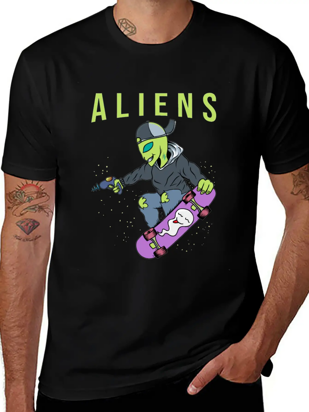 Aliens Skate Too! Breathable Soft Cotton T-Shirt – Timeless Casual Look