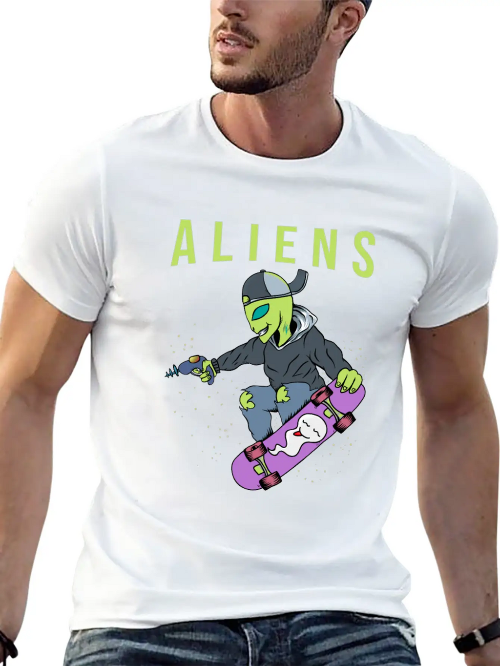 Aliens Skate Too! Breathable Soft Cotton T-Shirt – Timeless Casual Look