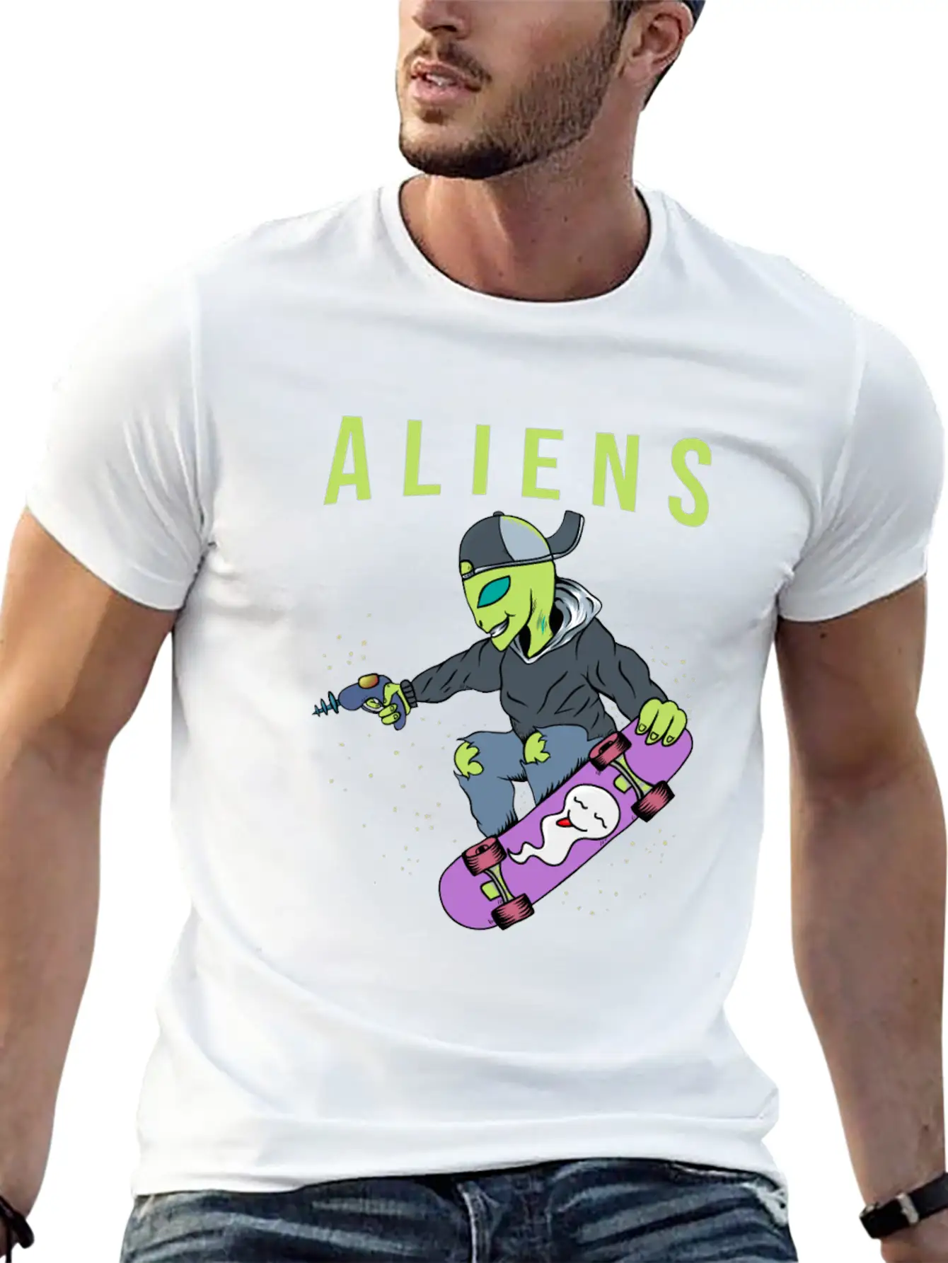 Aliens Skate Too! Breathable Soft Cotton T-Shirt – Timeless Casual Look